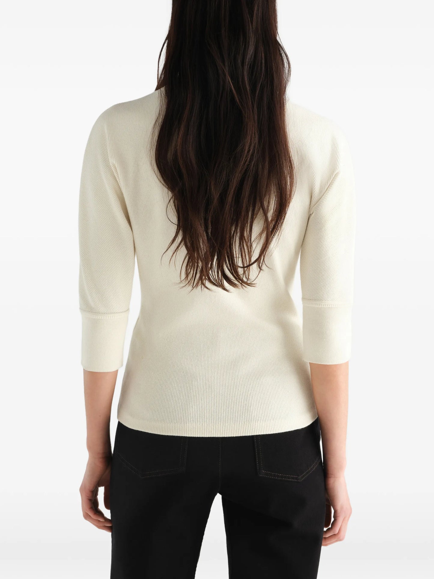 Ascot T-shirt in linen and cotton ribbed jersey