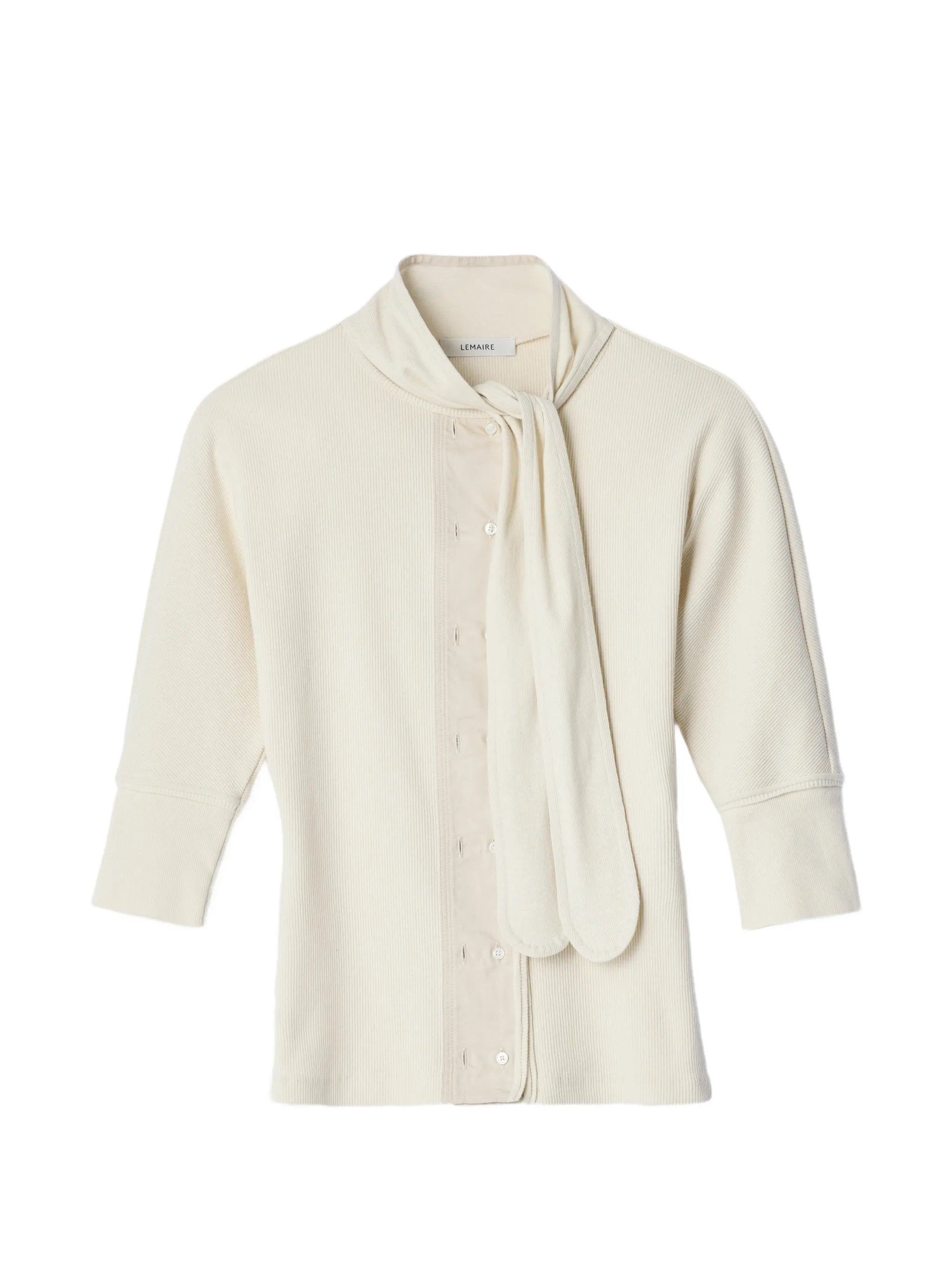Ascot T-shirt in linen and cotton ribbed jersey