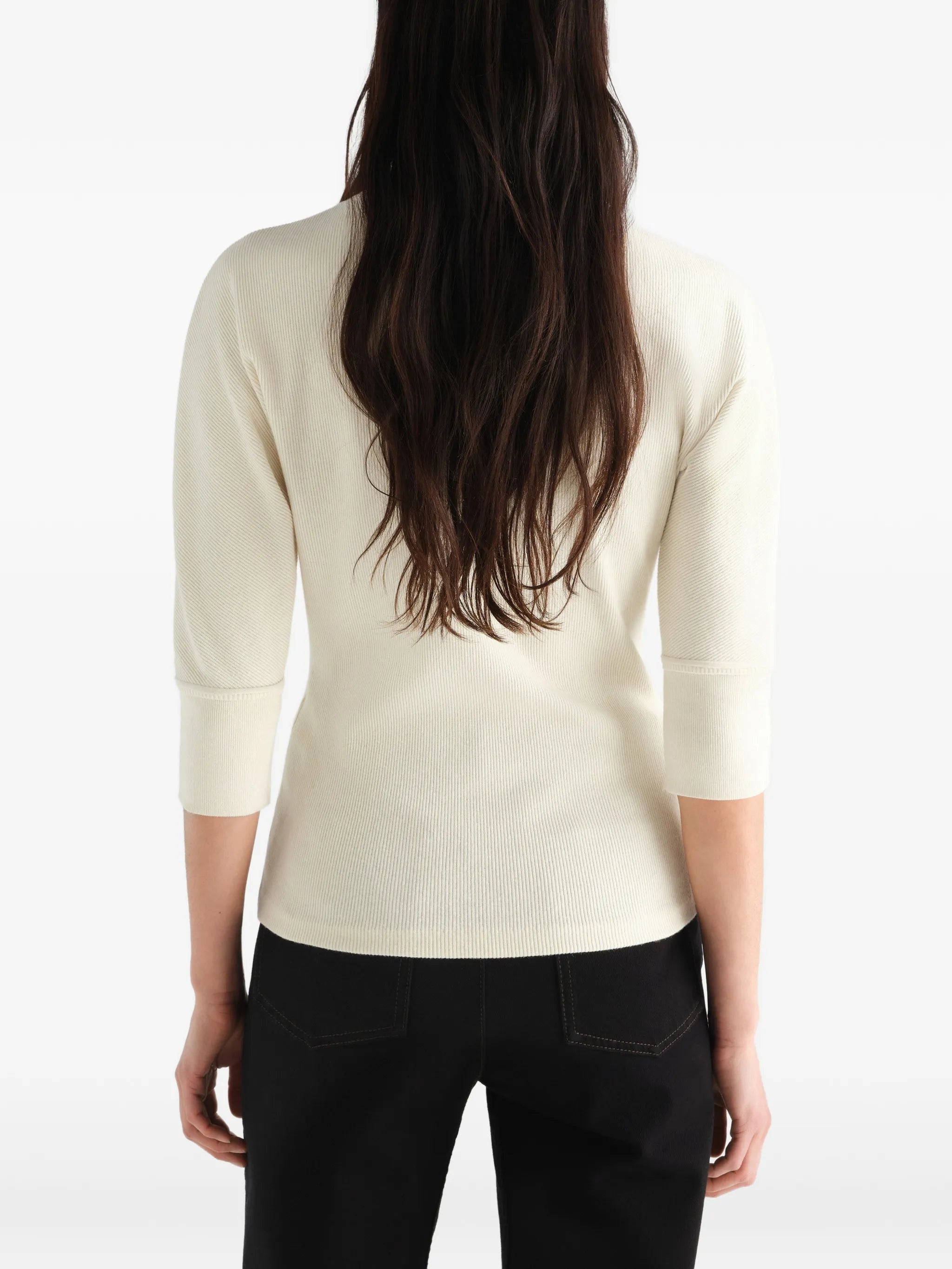 Ascot T-shirt in linen and cotton ribbed jersey