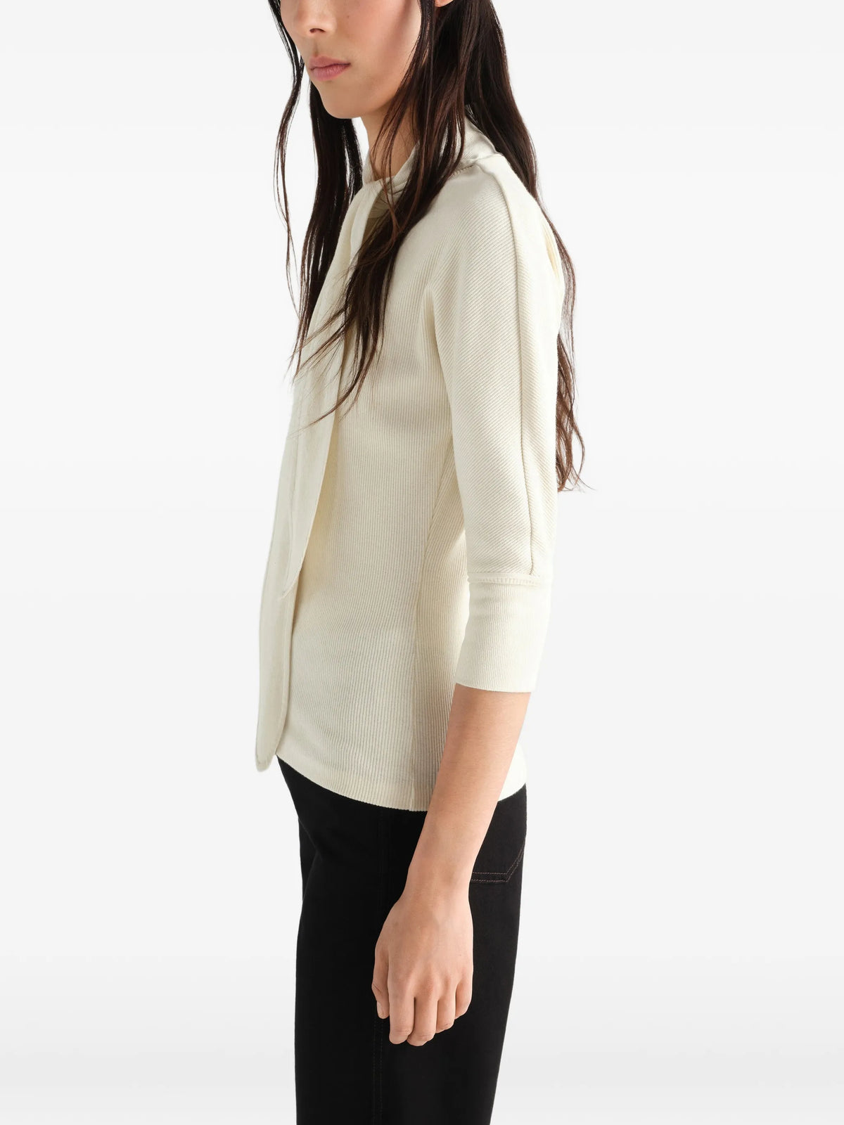 Ascot T-shirt in linen and cotton ribbed jersey