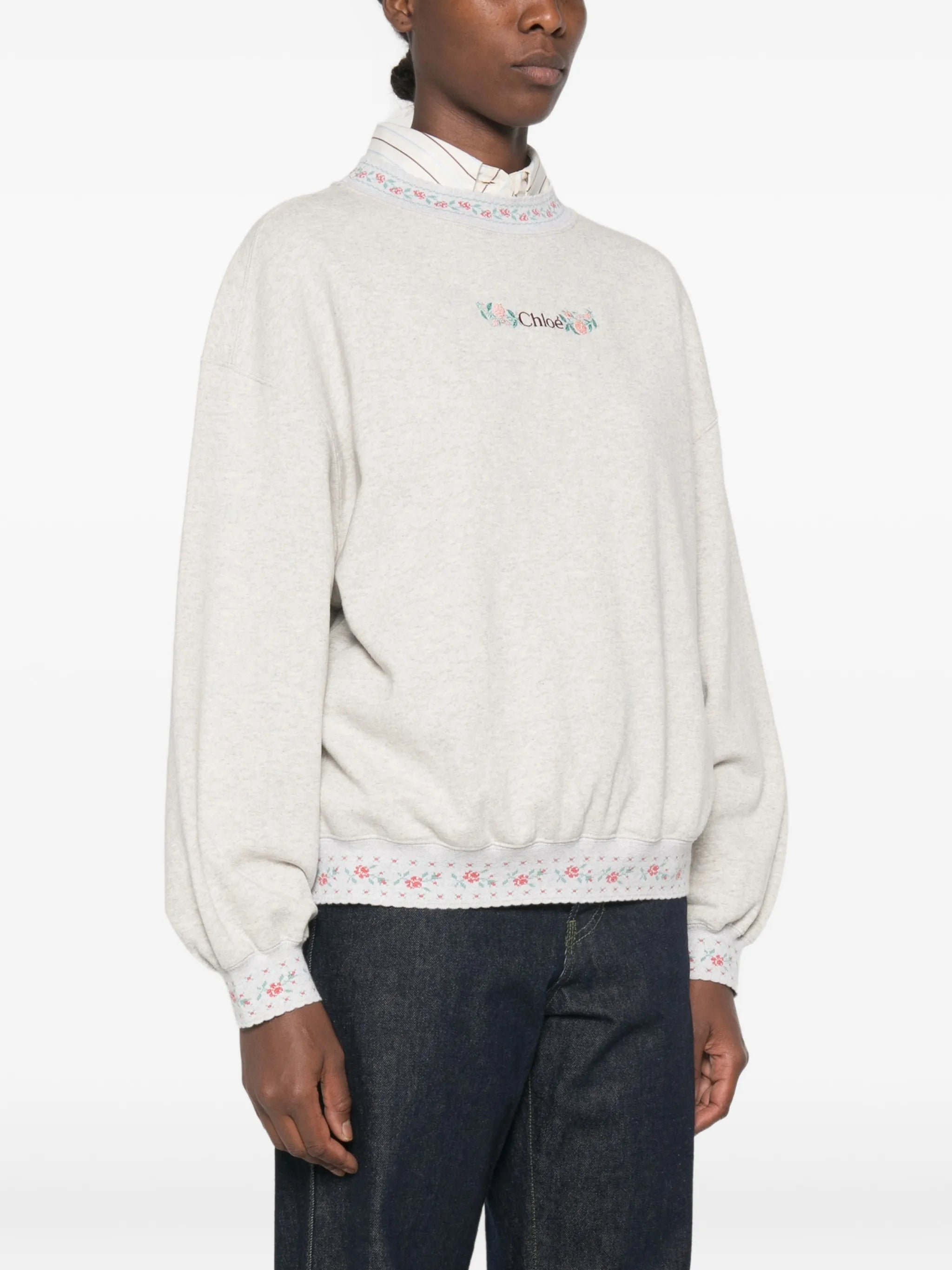 floral-embroidered sweatshirt