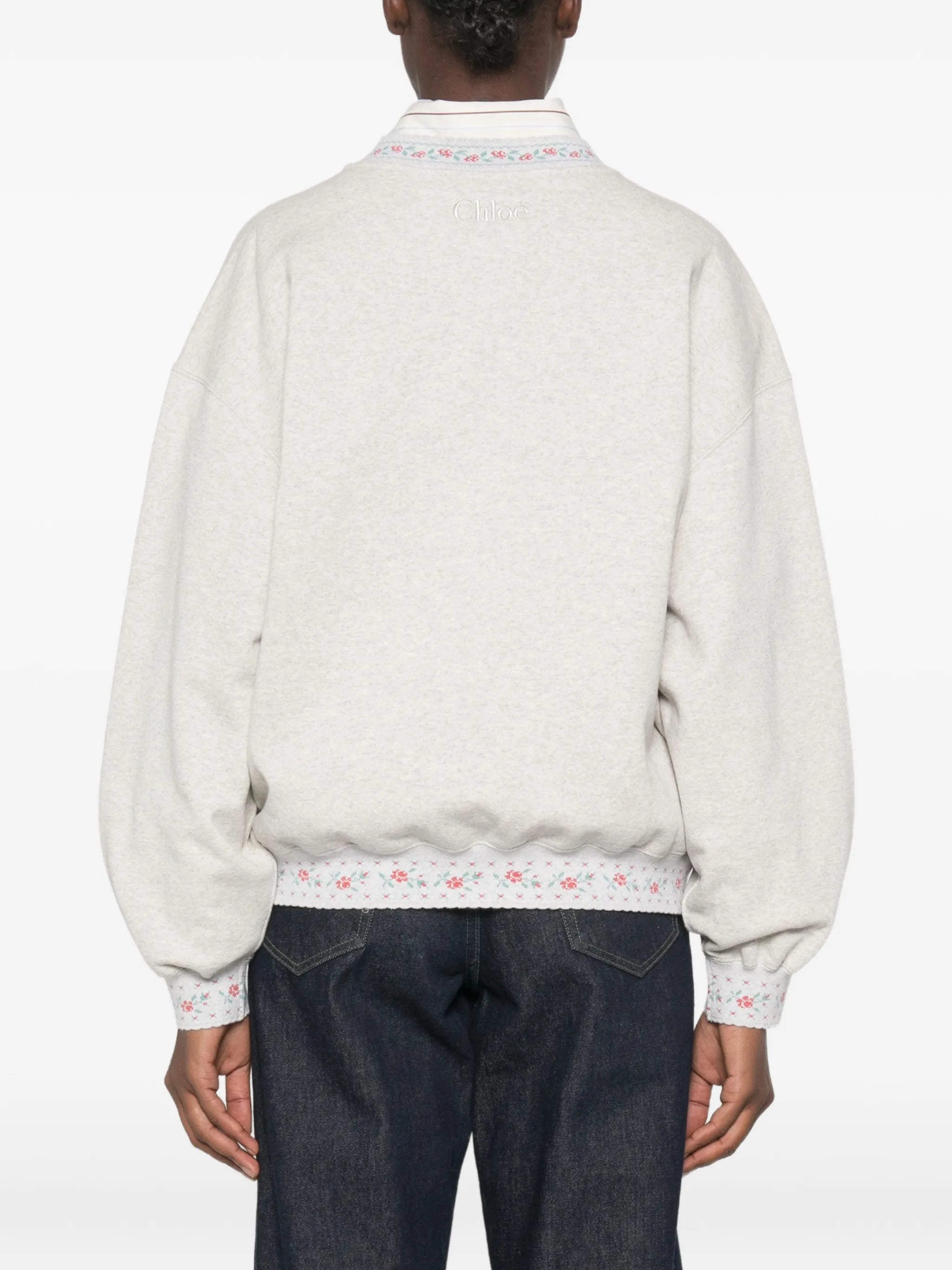 floral-embroidered sweatshirt
