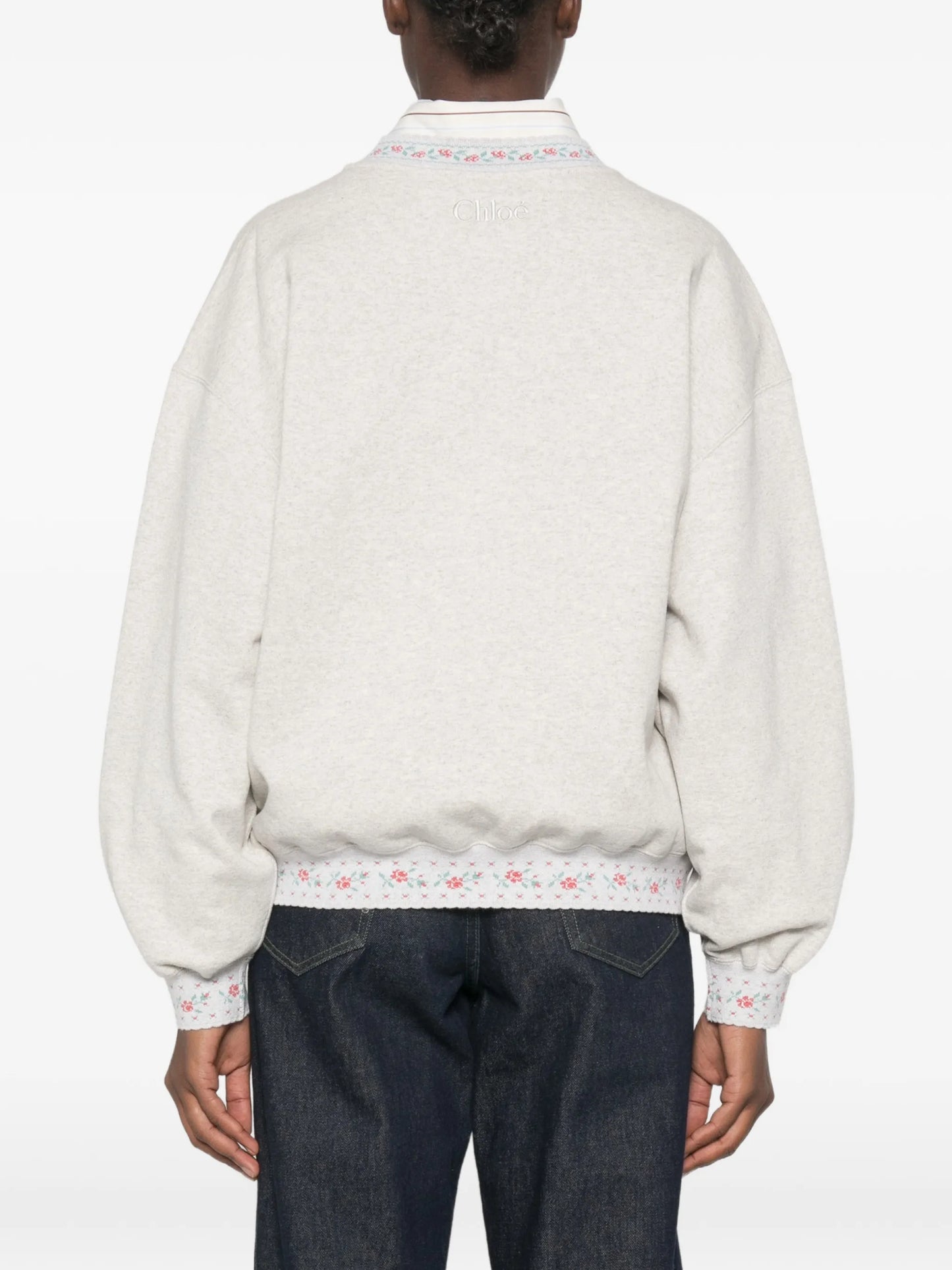 floral-embroidered sweatshirt
