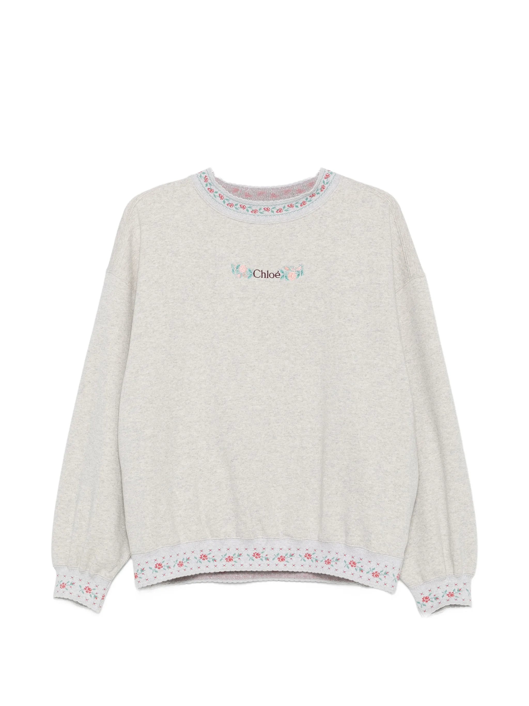 floral-embroidered sweatshirt
