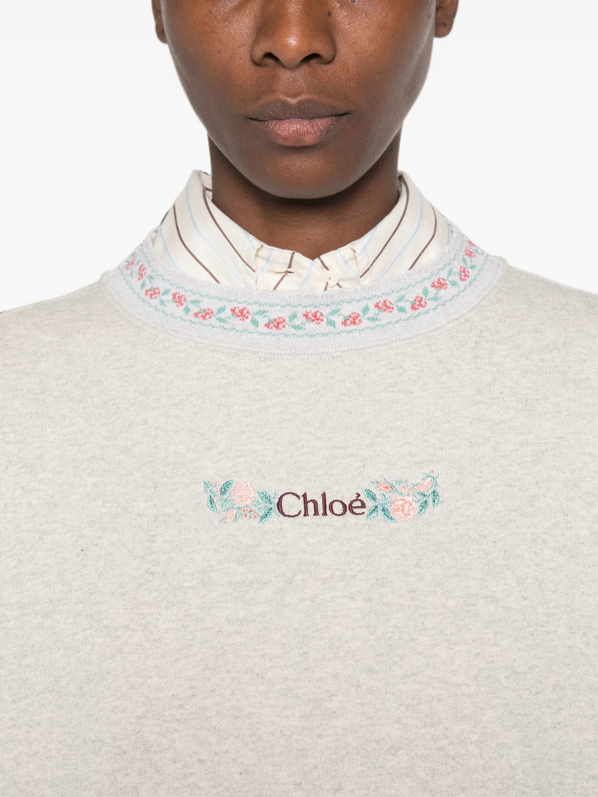 floral-embroidered sweatshirt
