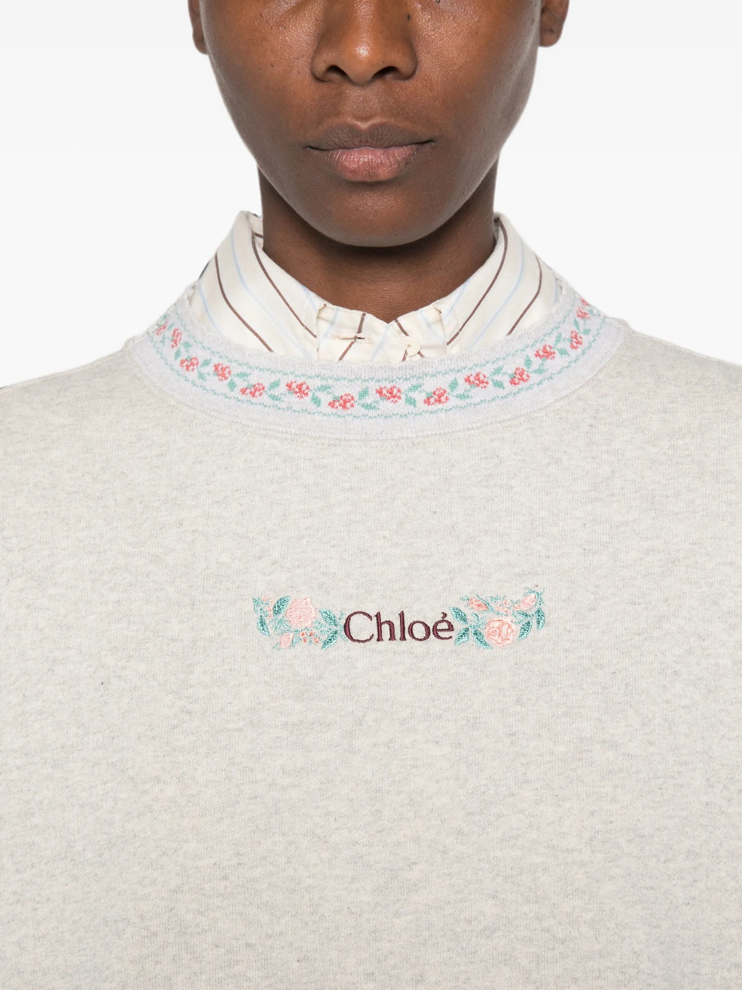 floral-embroidered sweatshirt