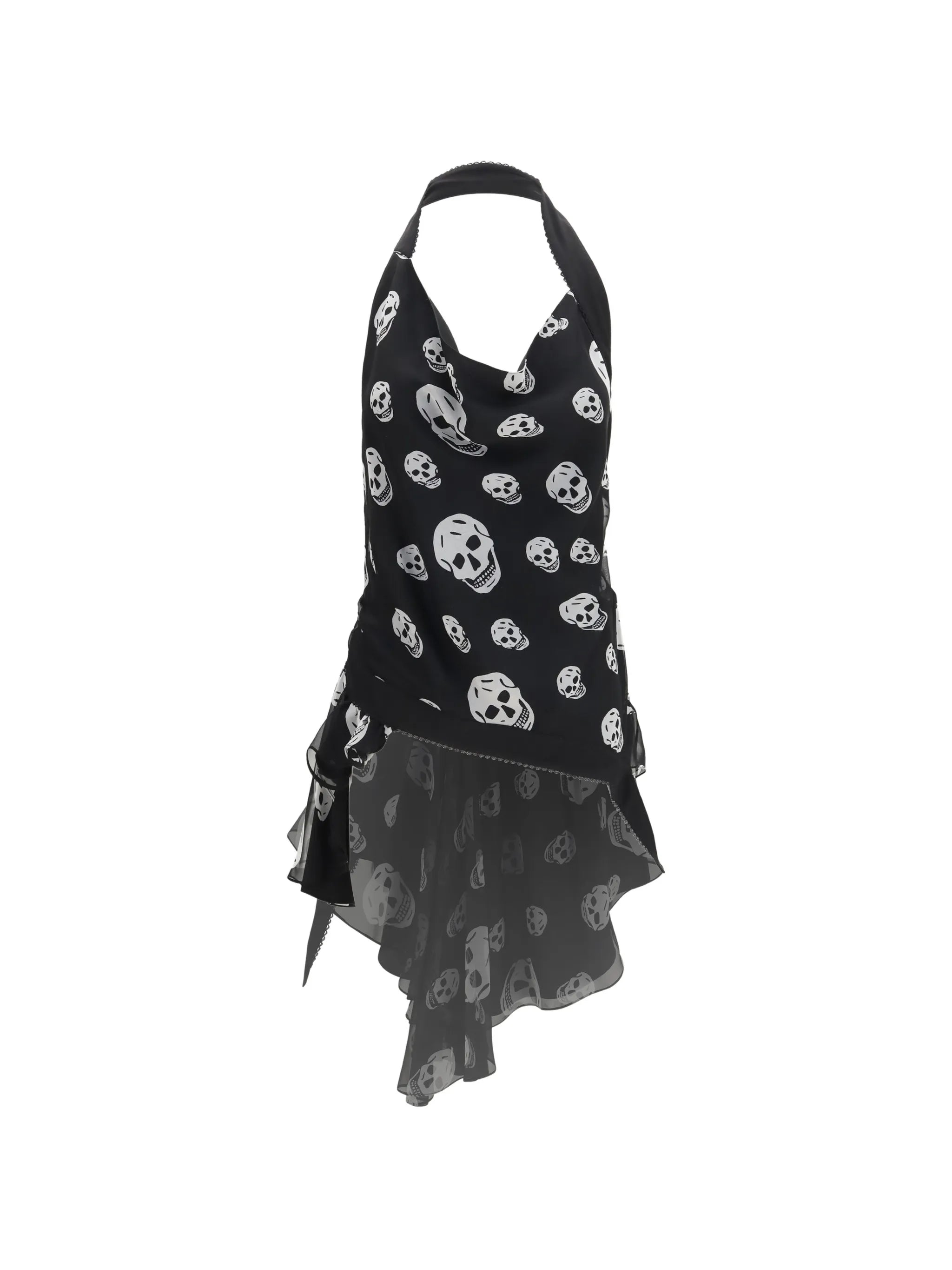 skull-print halterneck blouse