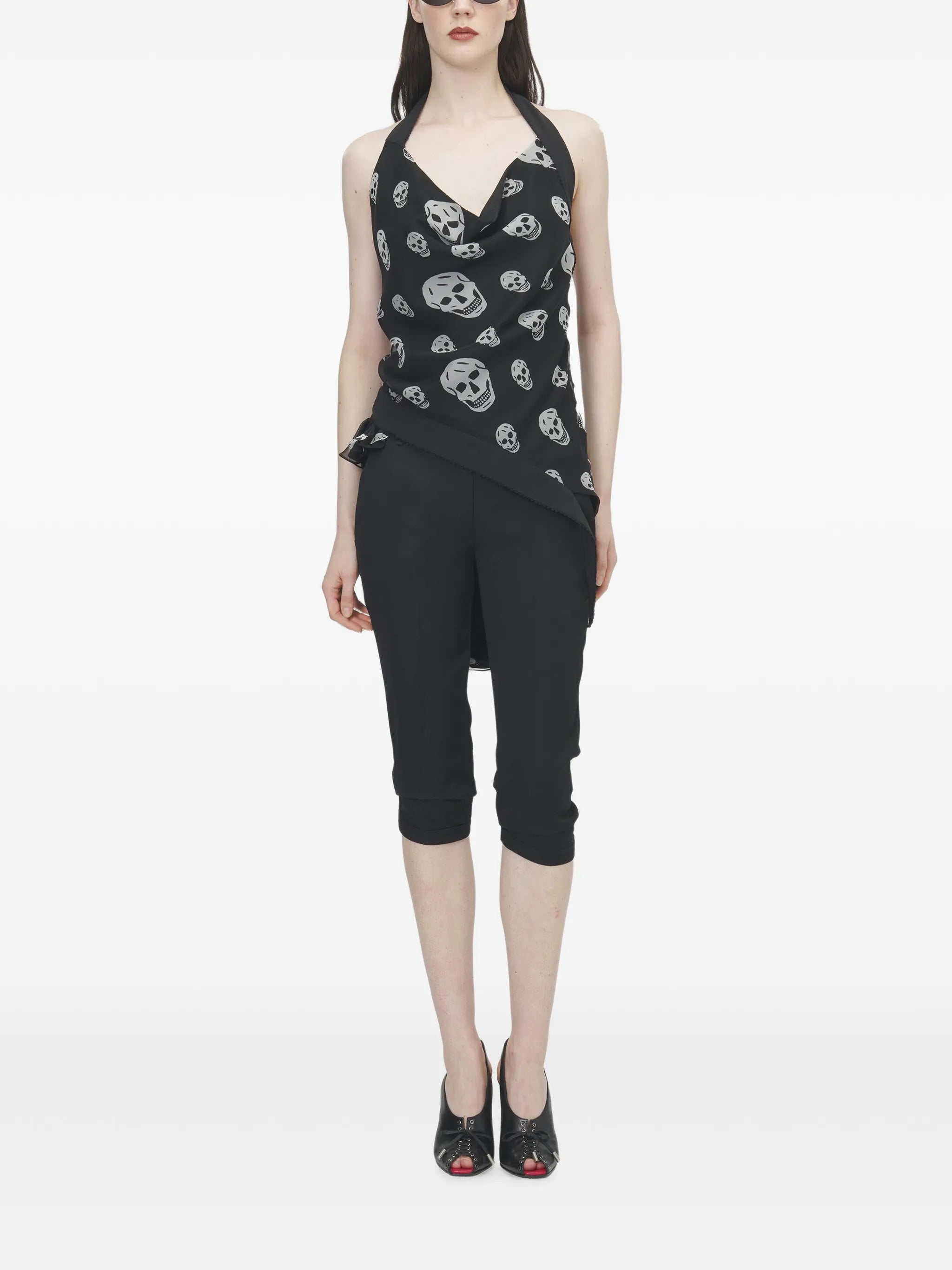 skull-print halterneck blouse