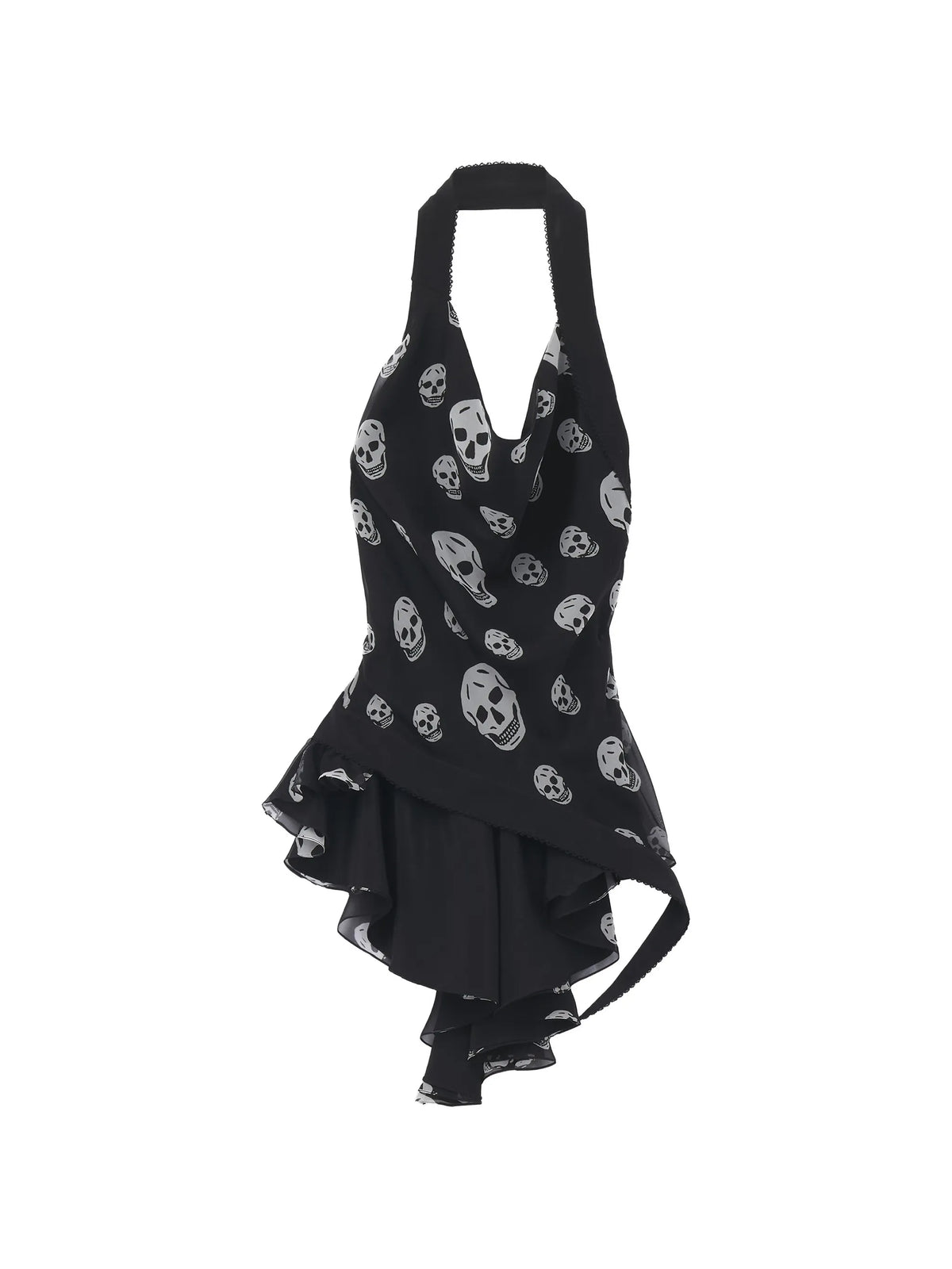skull-print halterneck blouse