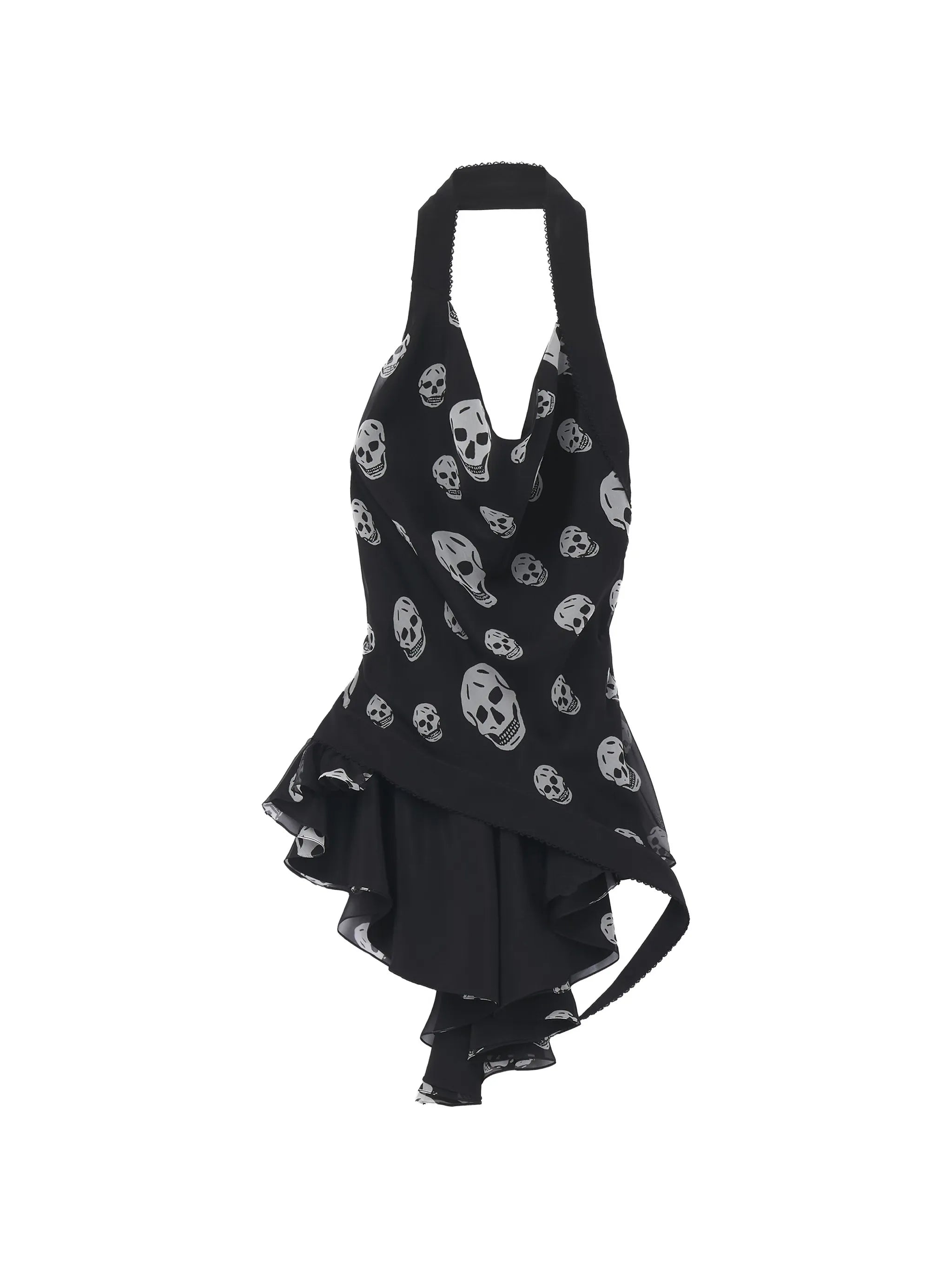 Skull print asymmetric top