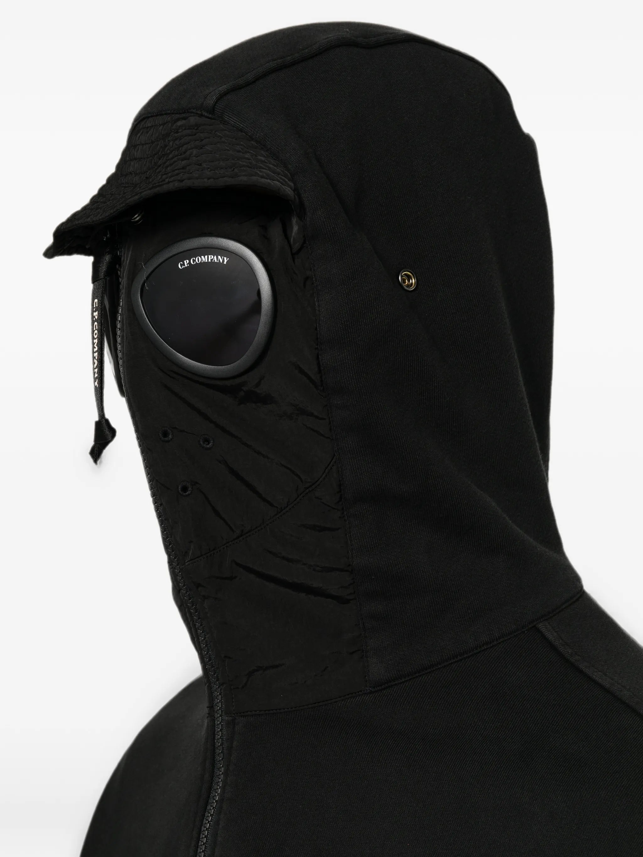 diagonal raised fleece mixed boxy hoodie