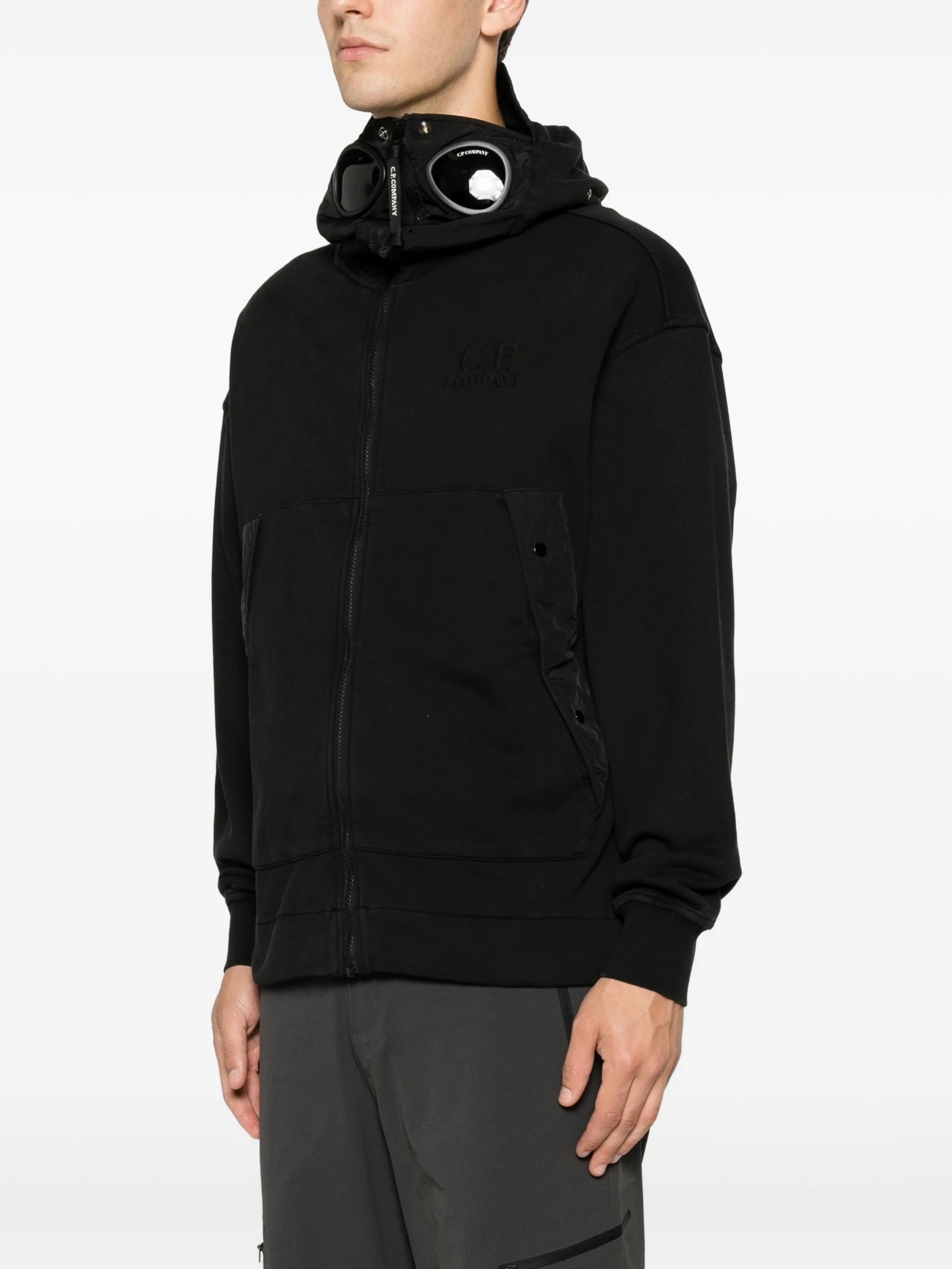 goggle-detail zip-up sweatshirt