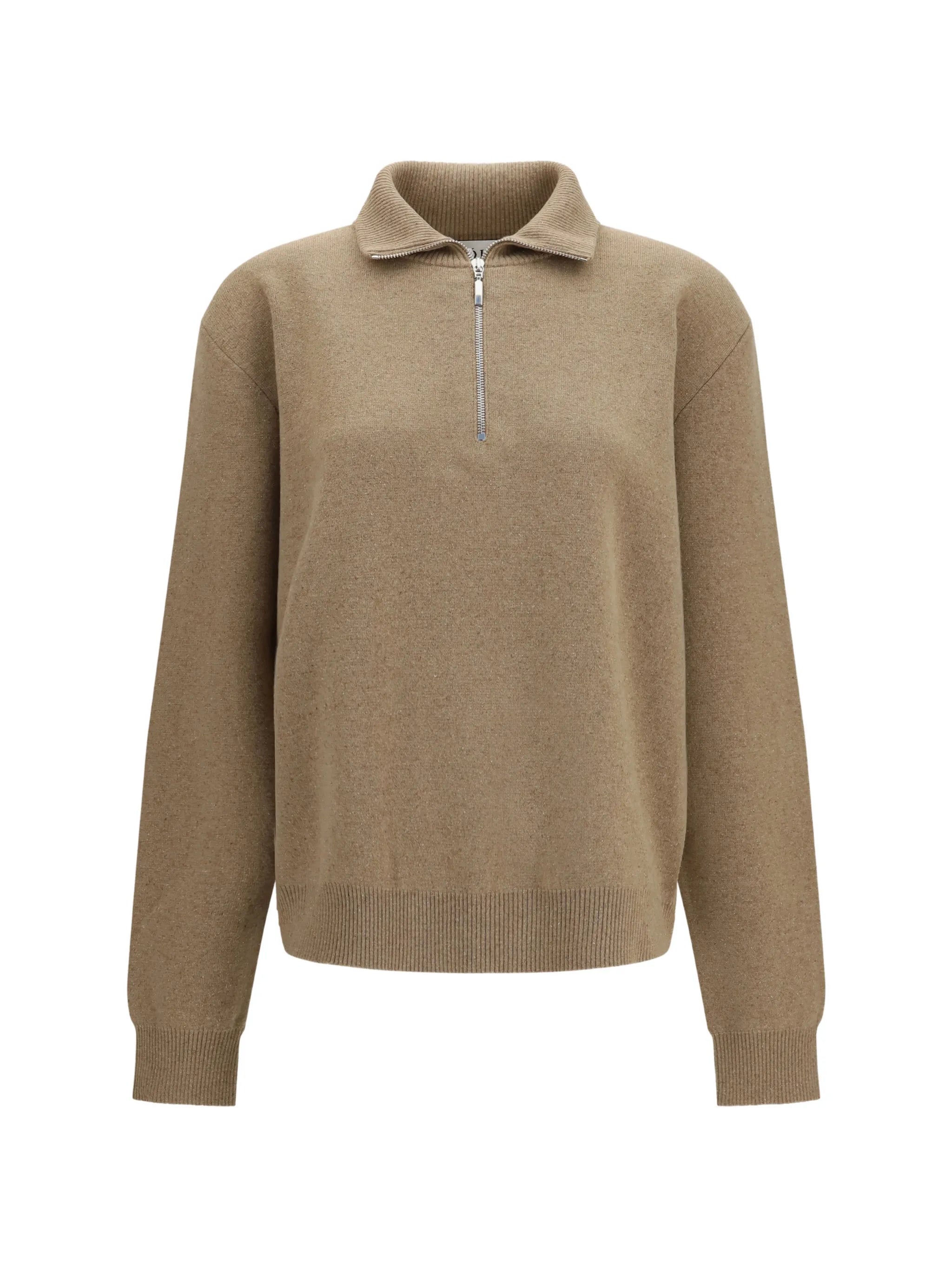 mouliné zip-fastening sweater