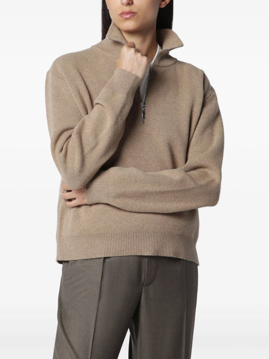 mouliné zip-fastening sweater