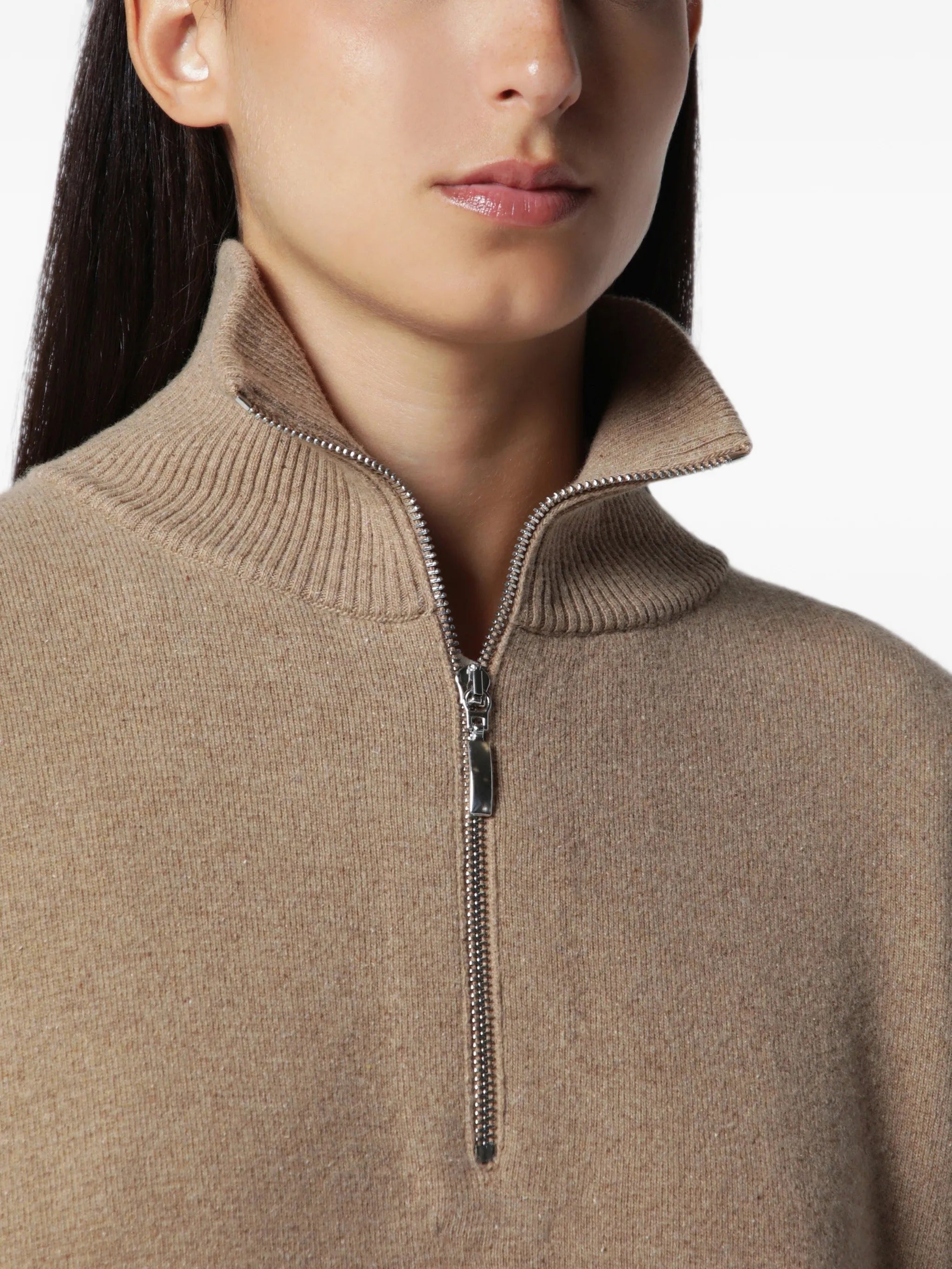 mouliné zip-fastening sweater
