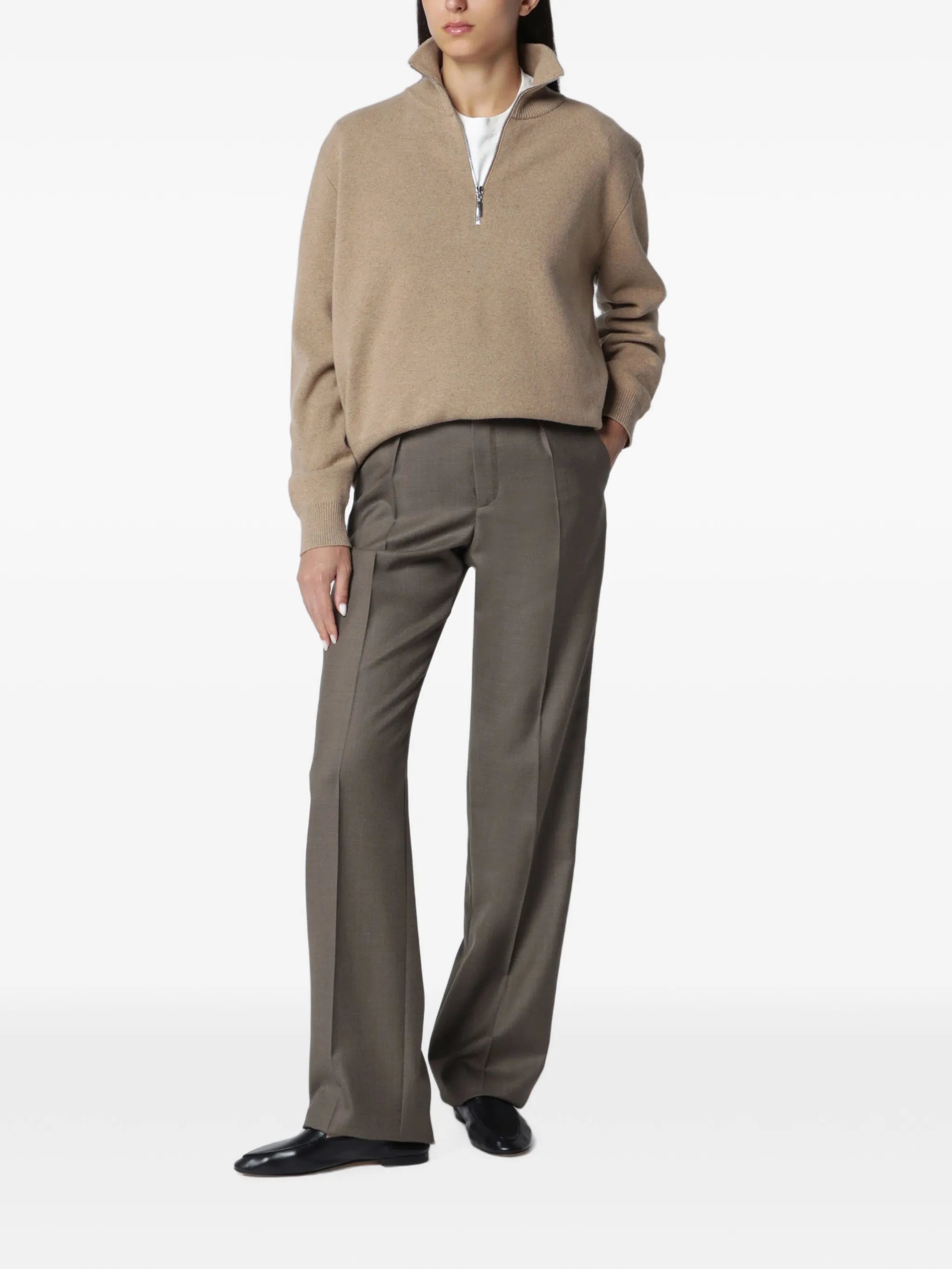 mouliné zip-fastening sweater