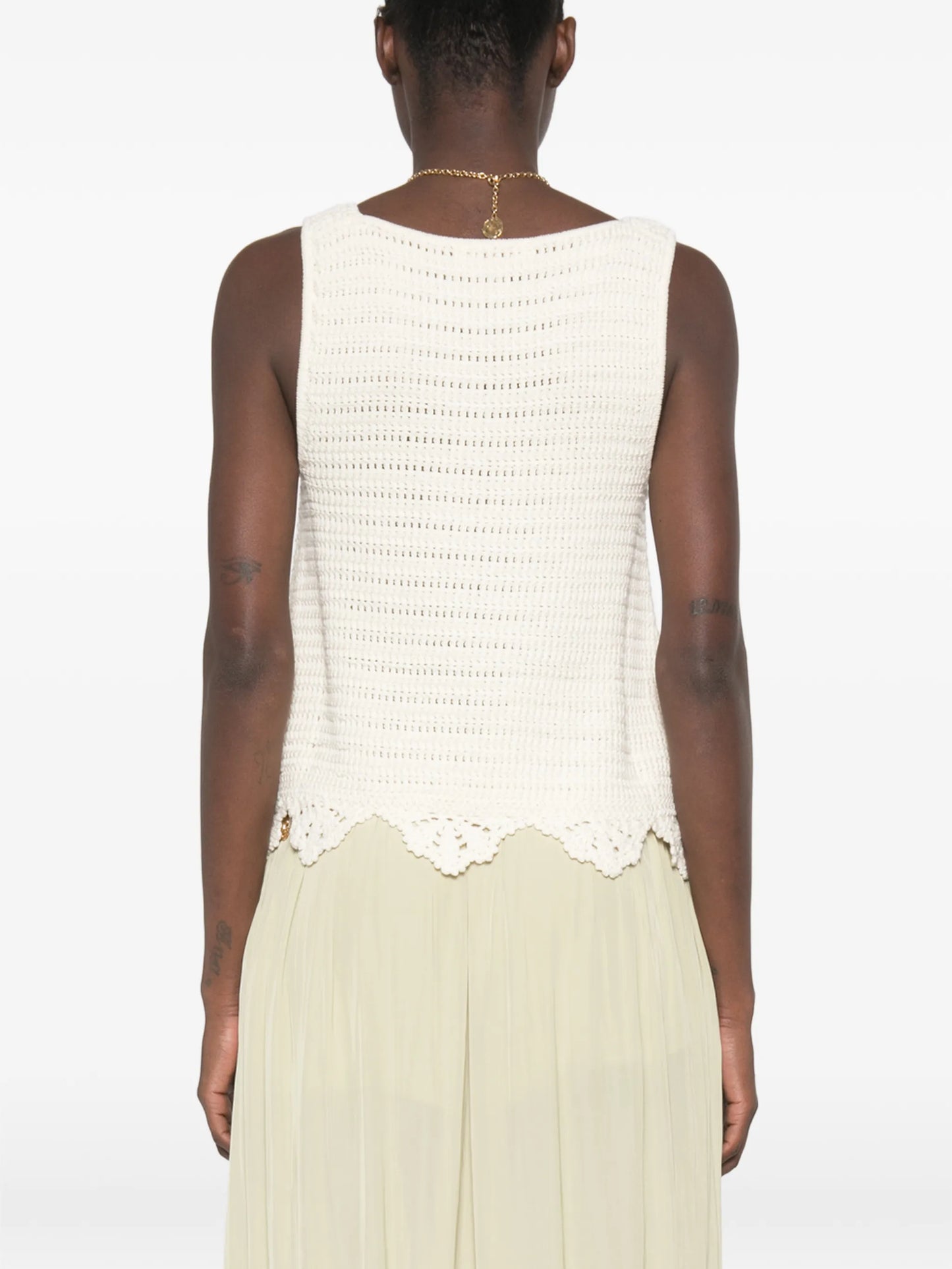 sleeveless cropped top in crochet knit