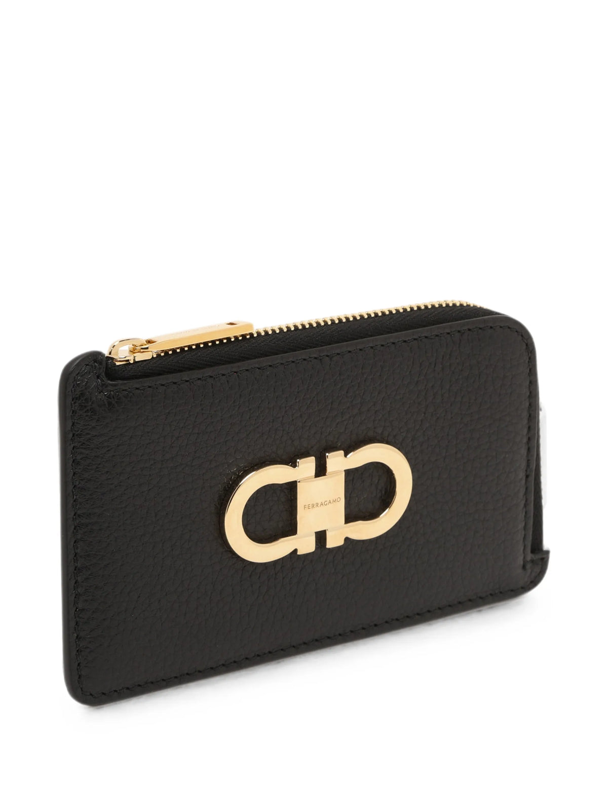 Gancini pebbled-leather cardholder