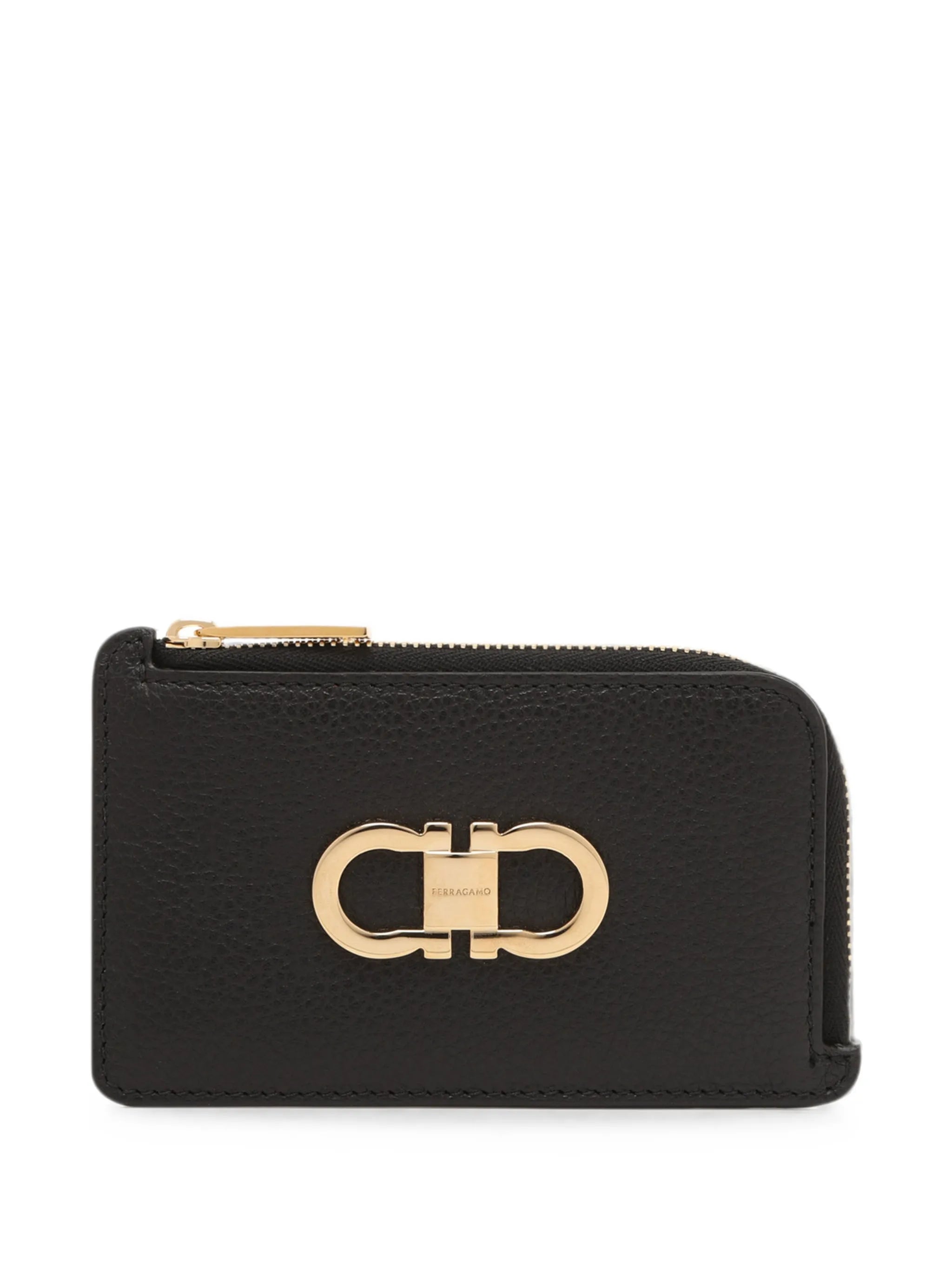 Gancini pebbled-leather cardholder