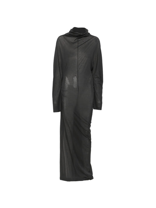 Lola long draped dress in crêpe jersey