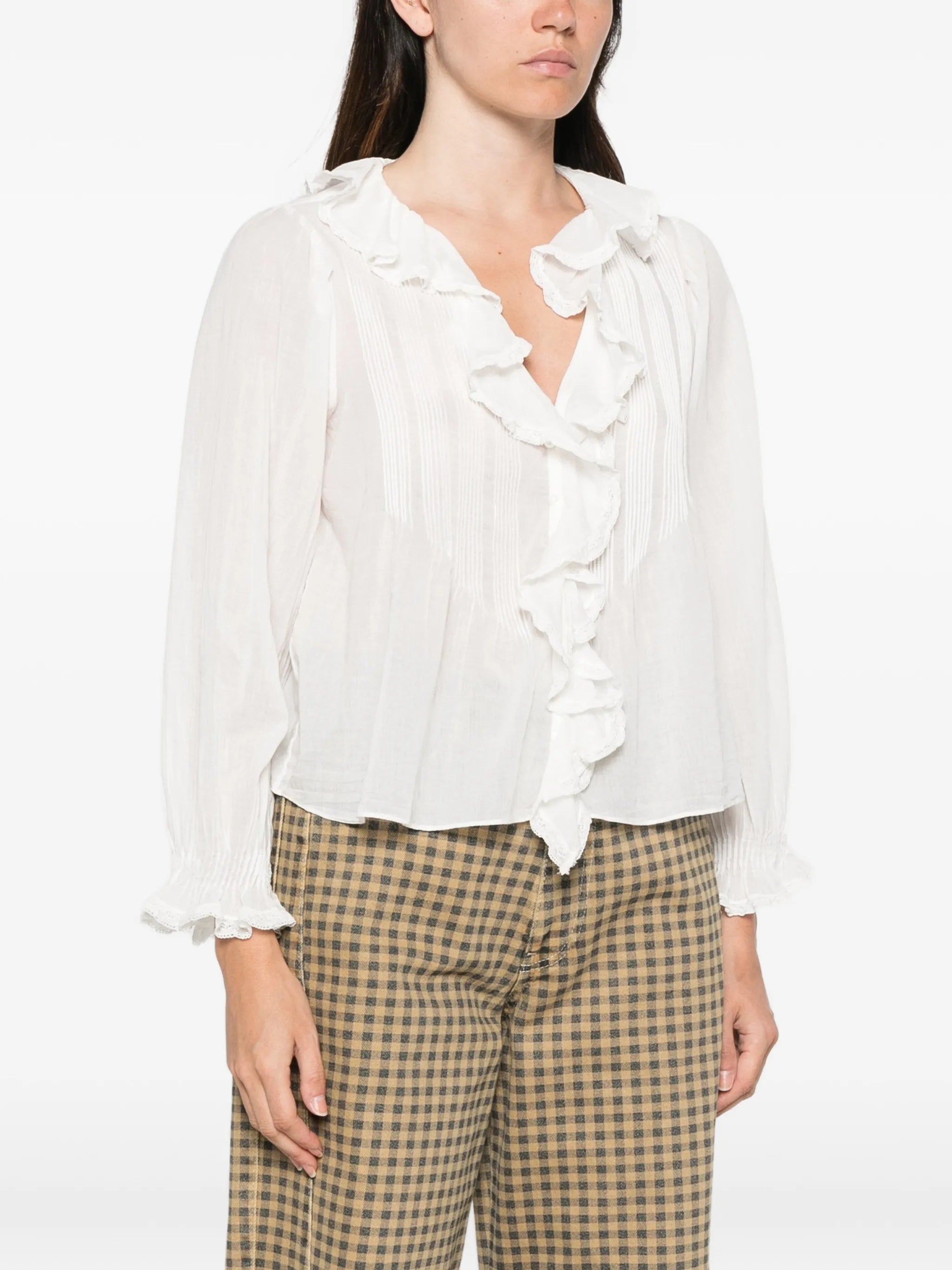 Hardy ruffled pin-tucked top