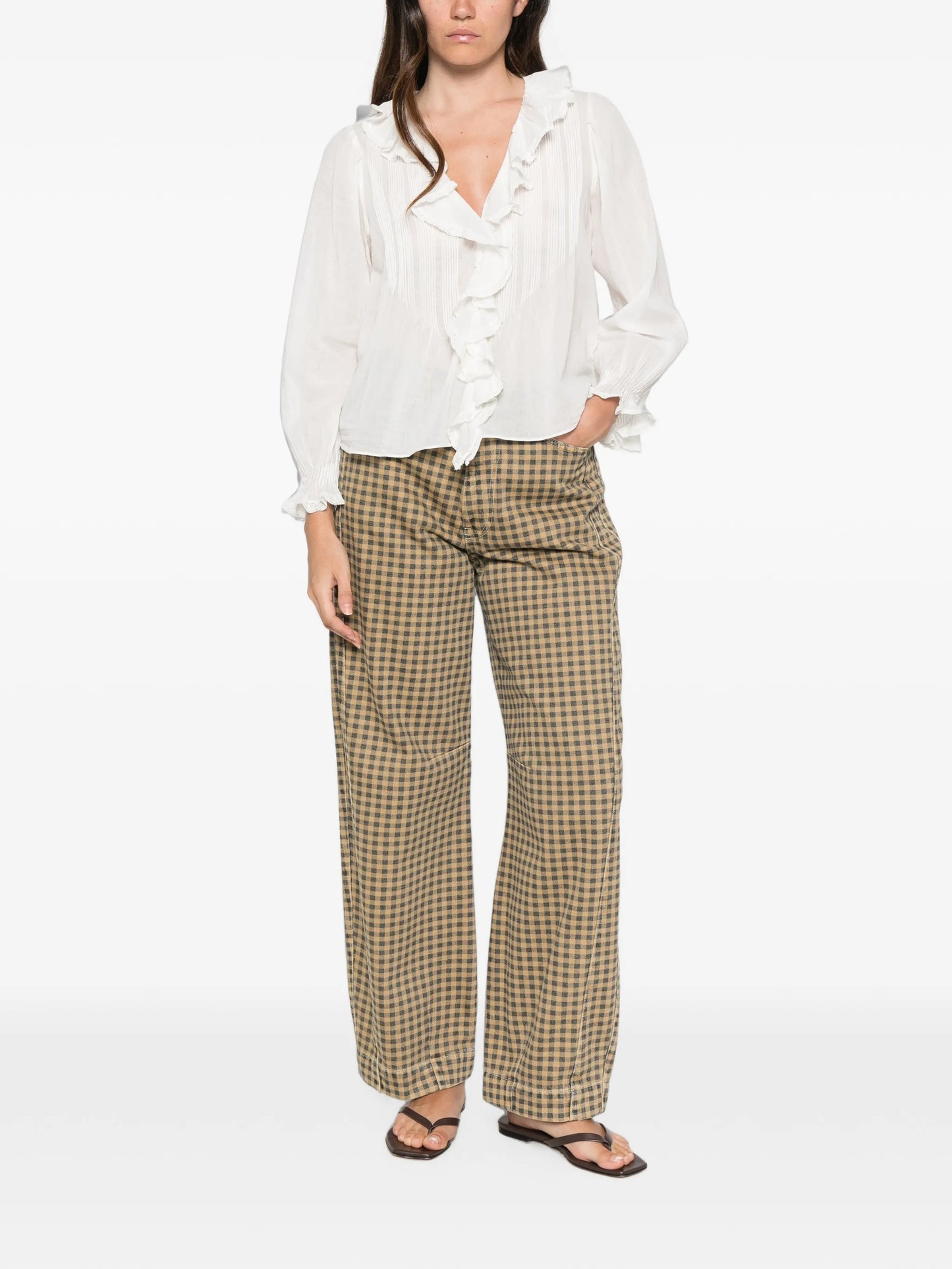 Hardy ruffled pin-tucked top