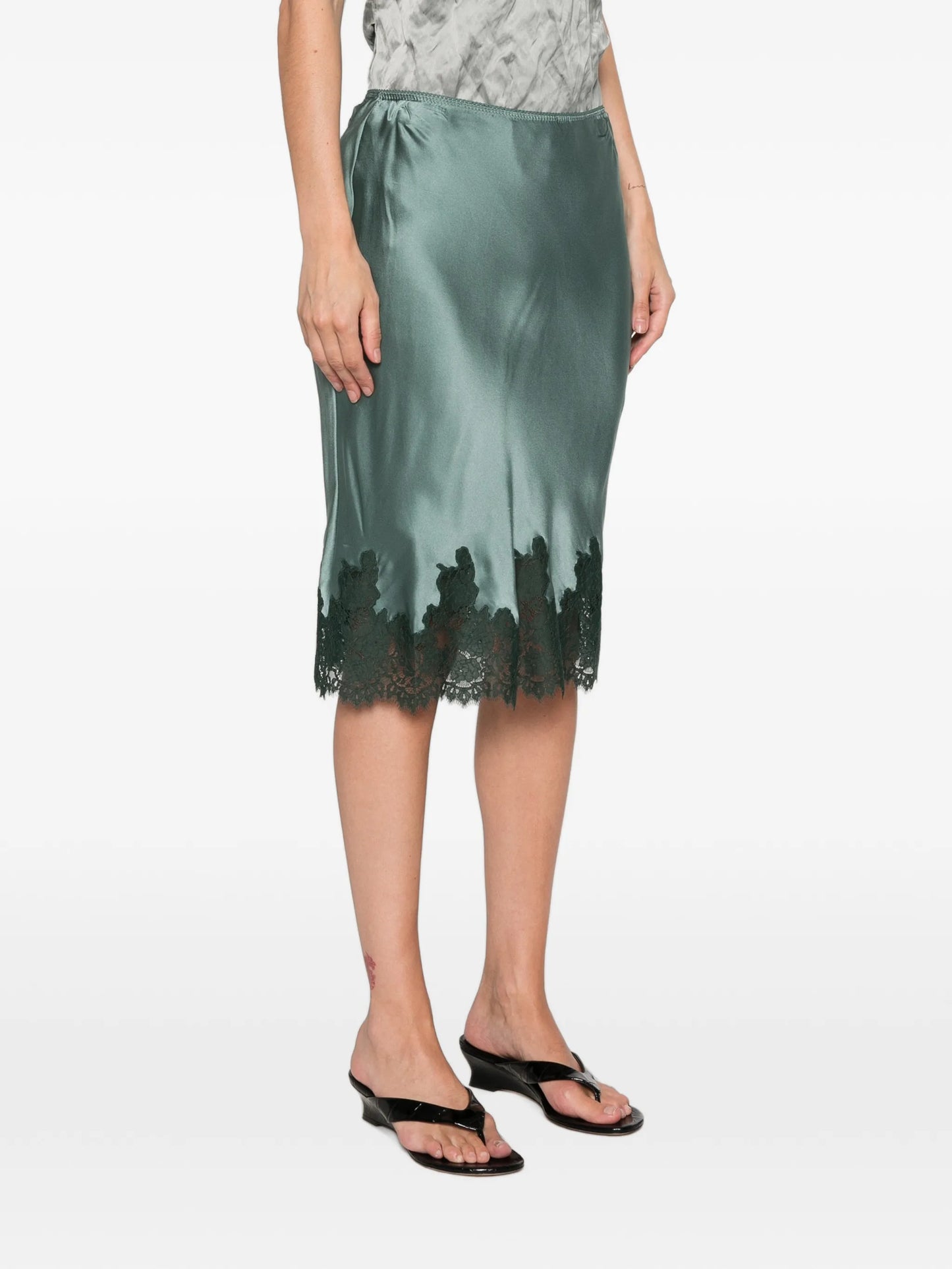 Elowette lace-trim midi skirt