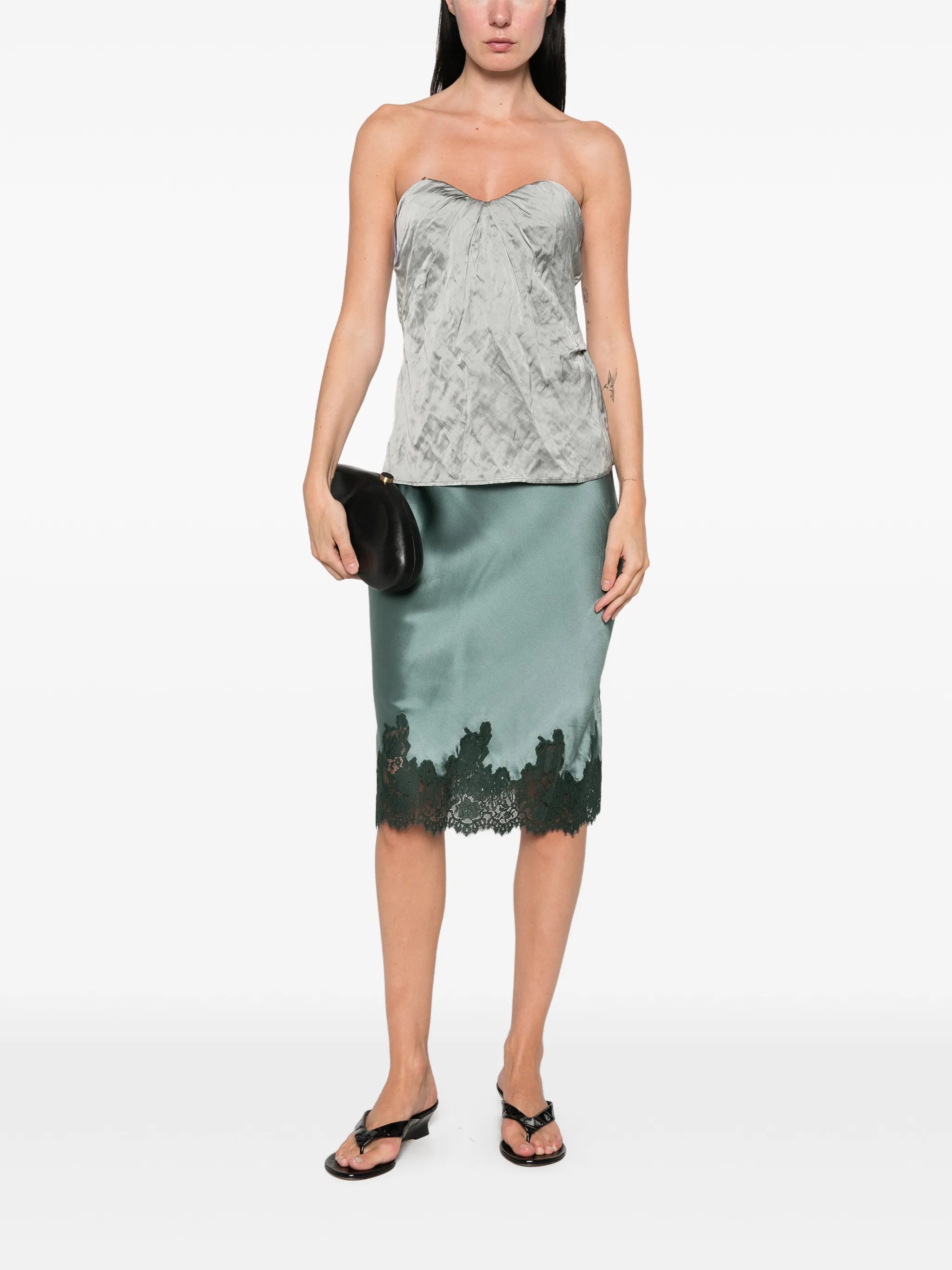 Elowette lace-trim midi skirt