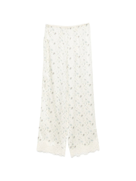 Felise floral-print lace-trim trousers