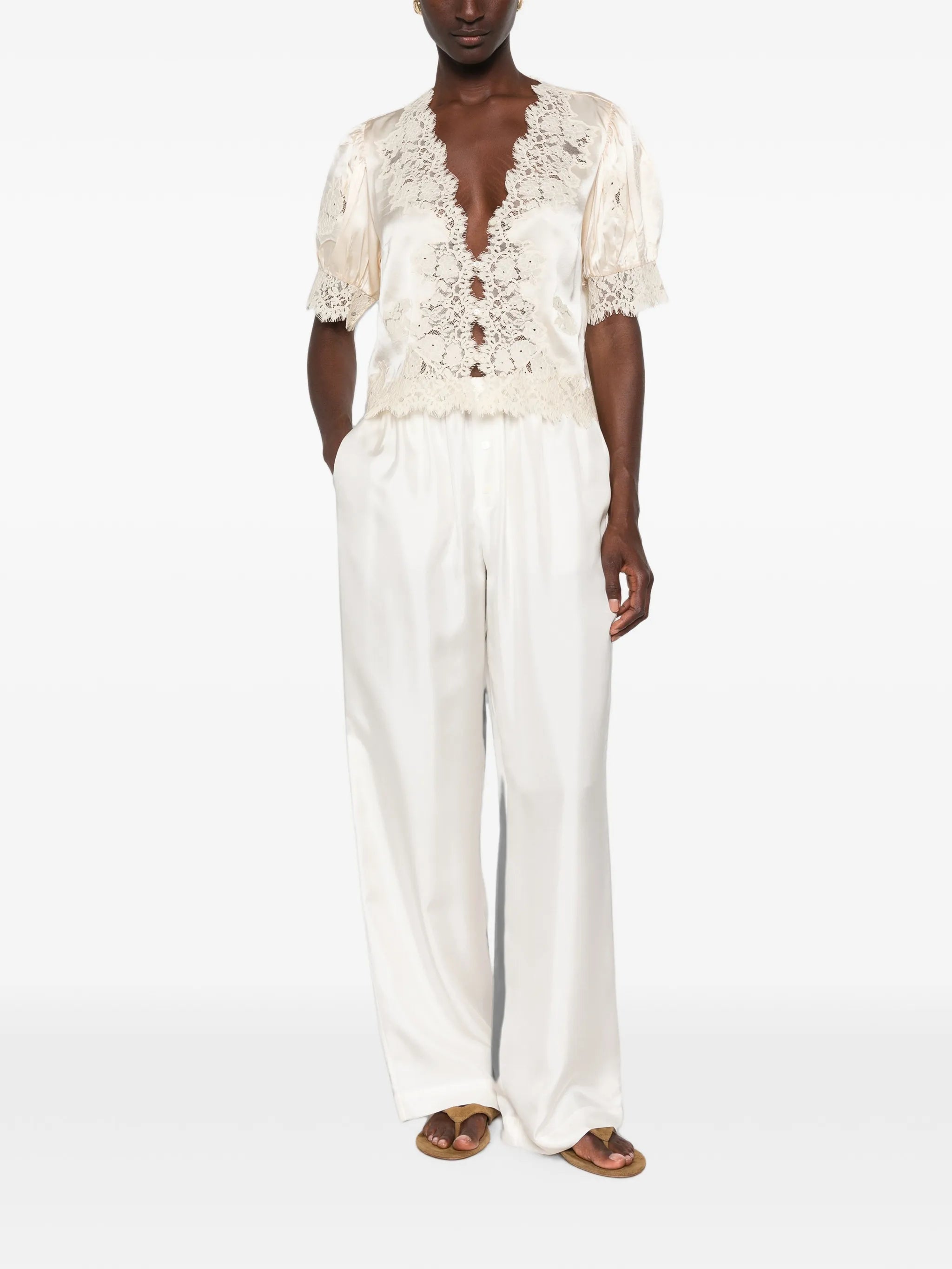 Idella lace-trimmed top