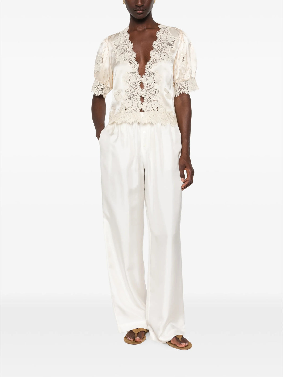 Idella lace-trimmed top