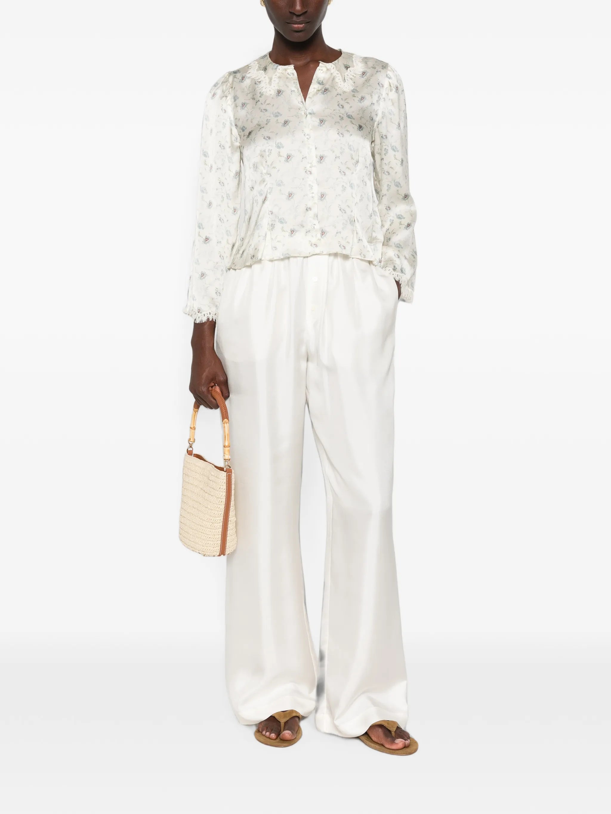 Elianne floral-print lace-trim top