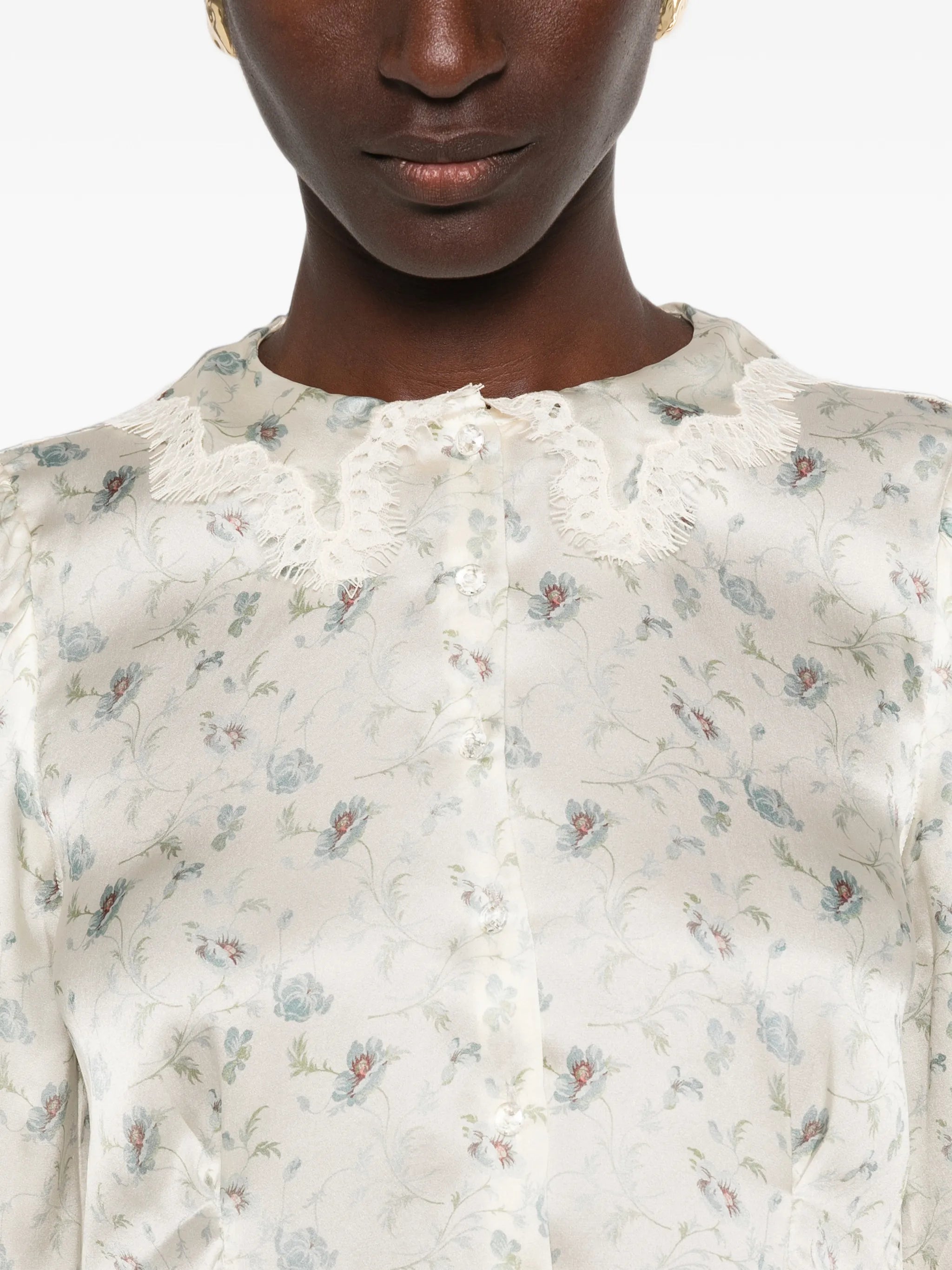 Elianne floral-print lace-trim top