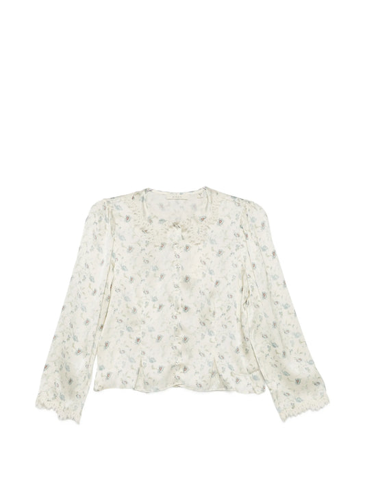 Elianne floral-print lace-trim top