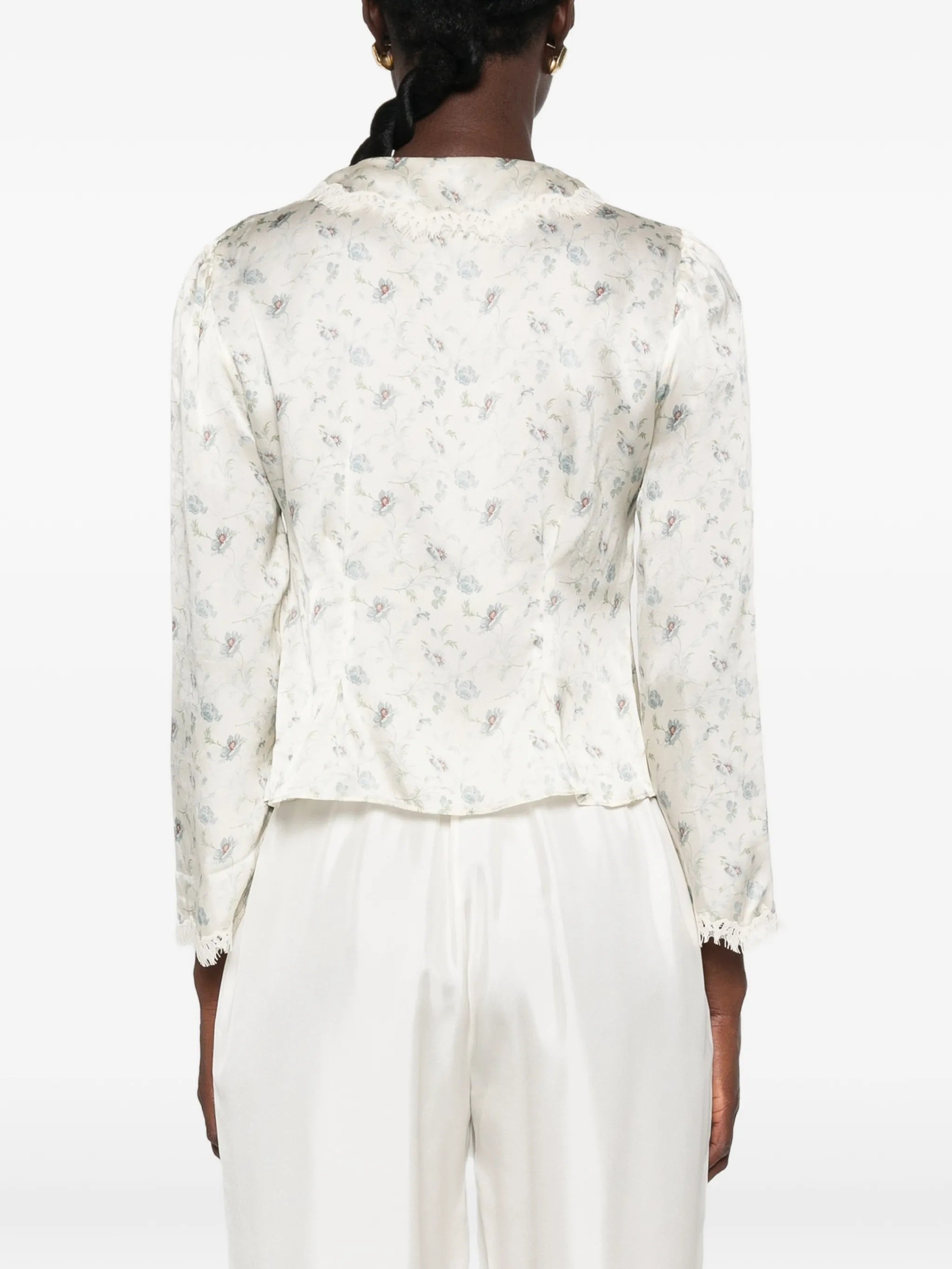 Elianne floral-print lace-trim top