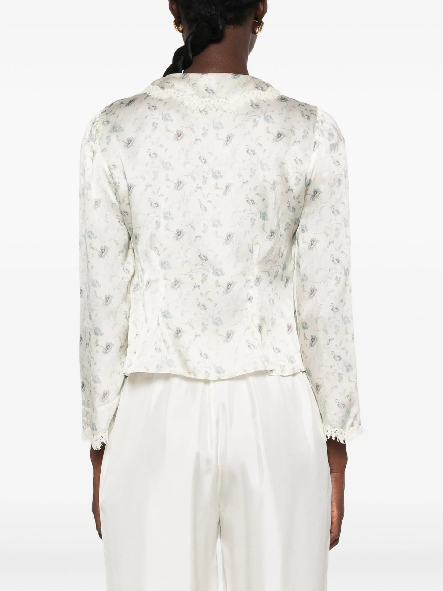 Elianne floral-print lace-trim top