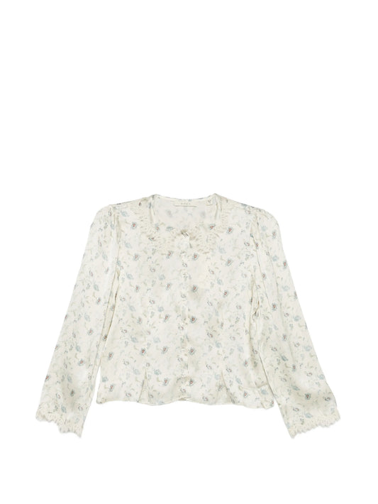 Elianne floral-print lace-trim top