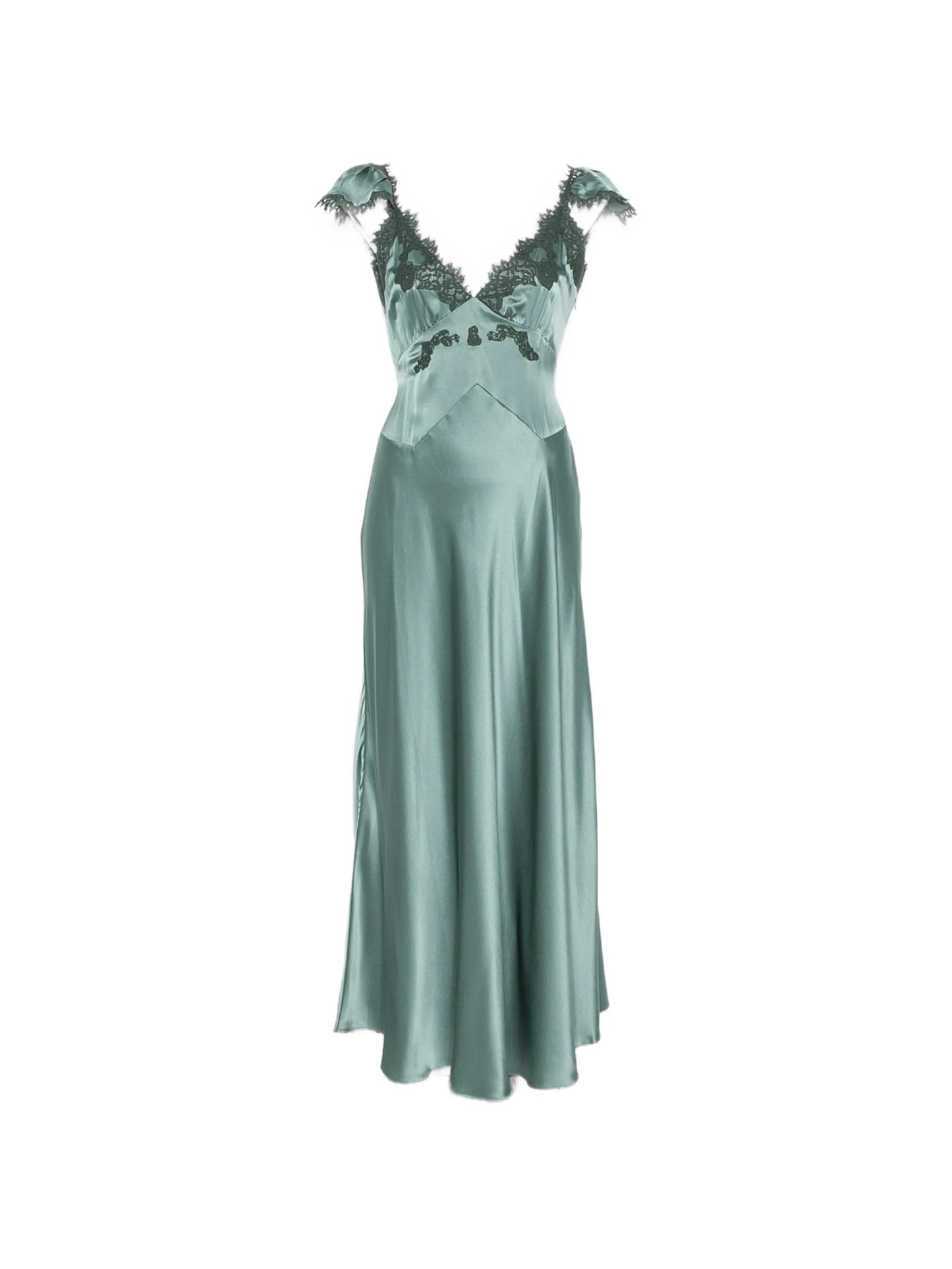 Fiona lace-trim satin midi dress