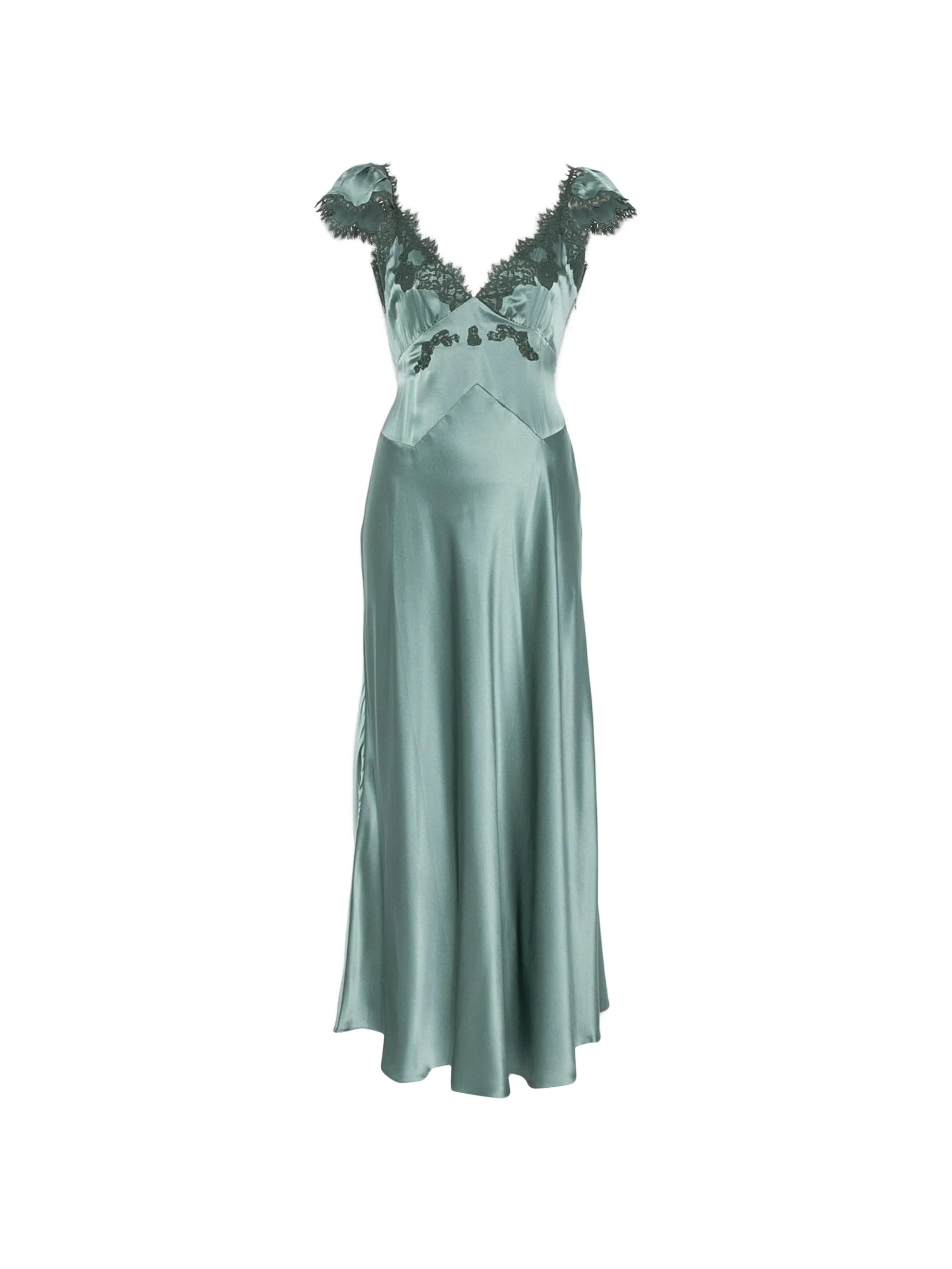 Fiona lace-trim satin midi dress