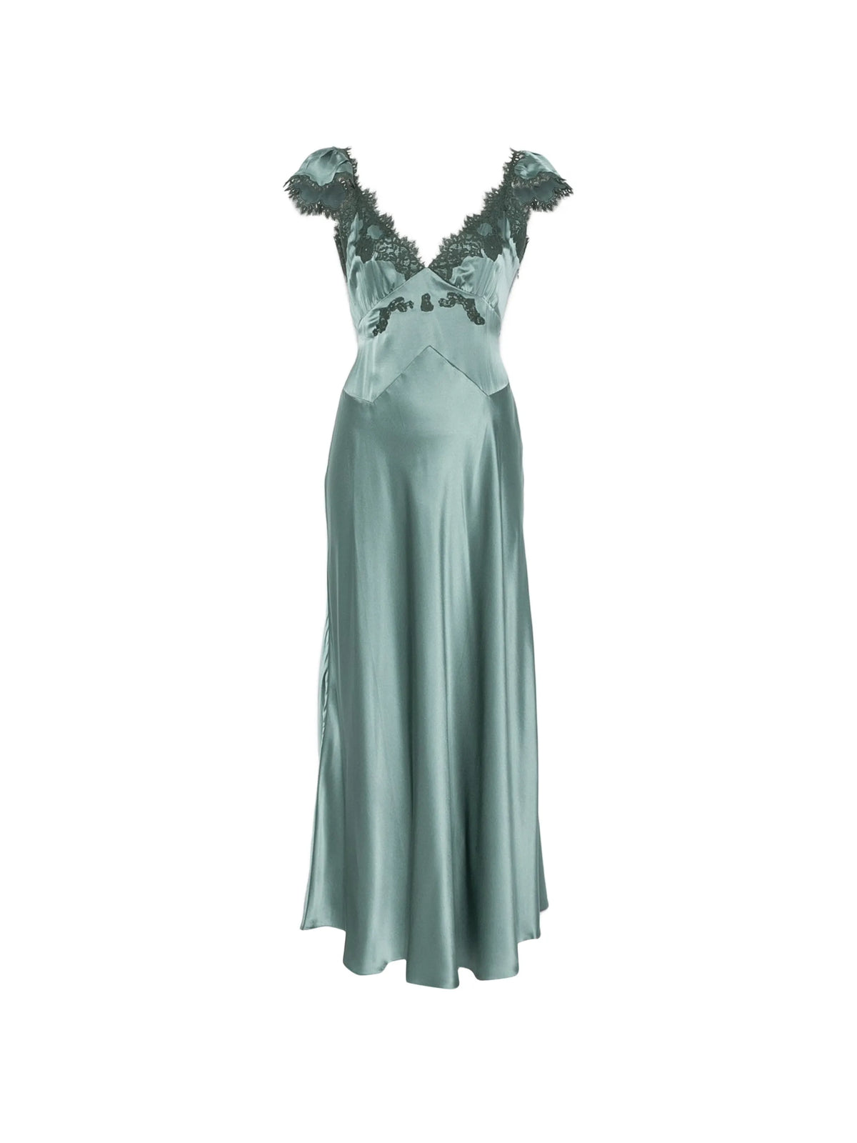 Fiona lace-trim satin midi dress