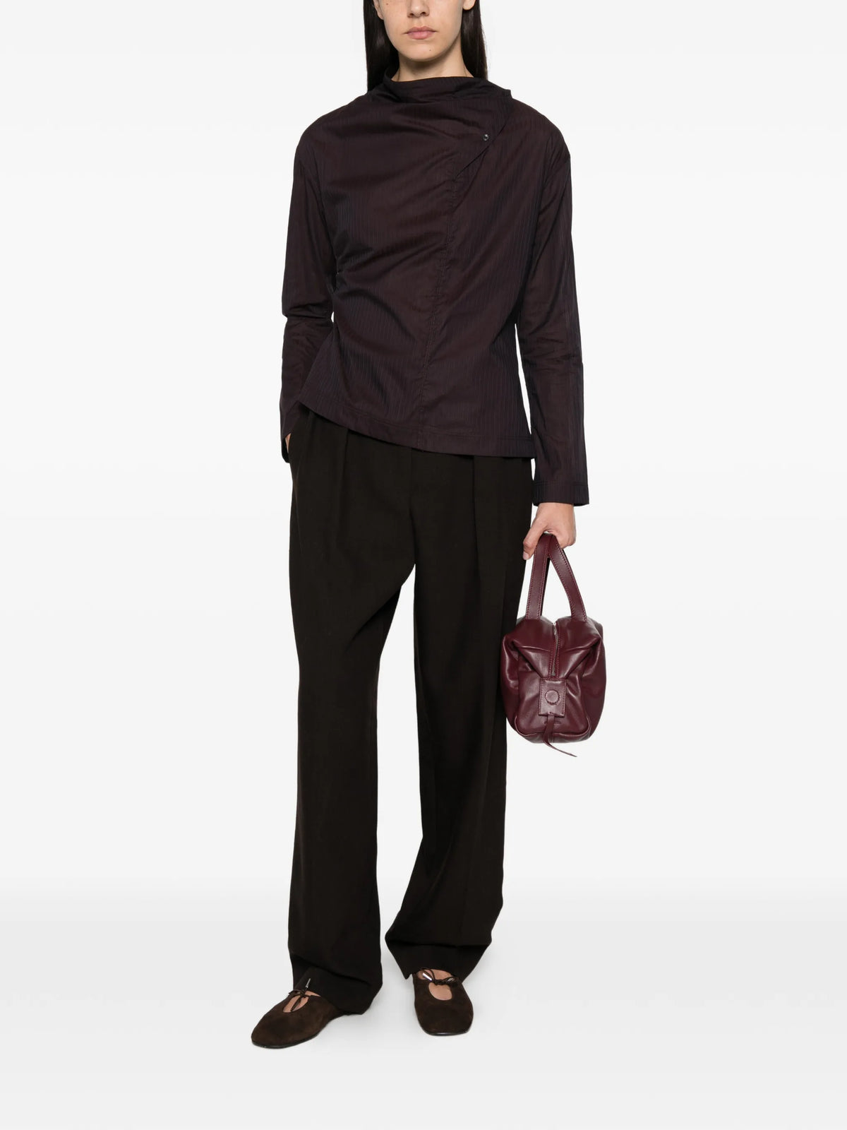 Lana pinstriped high-neck blouse