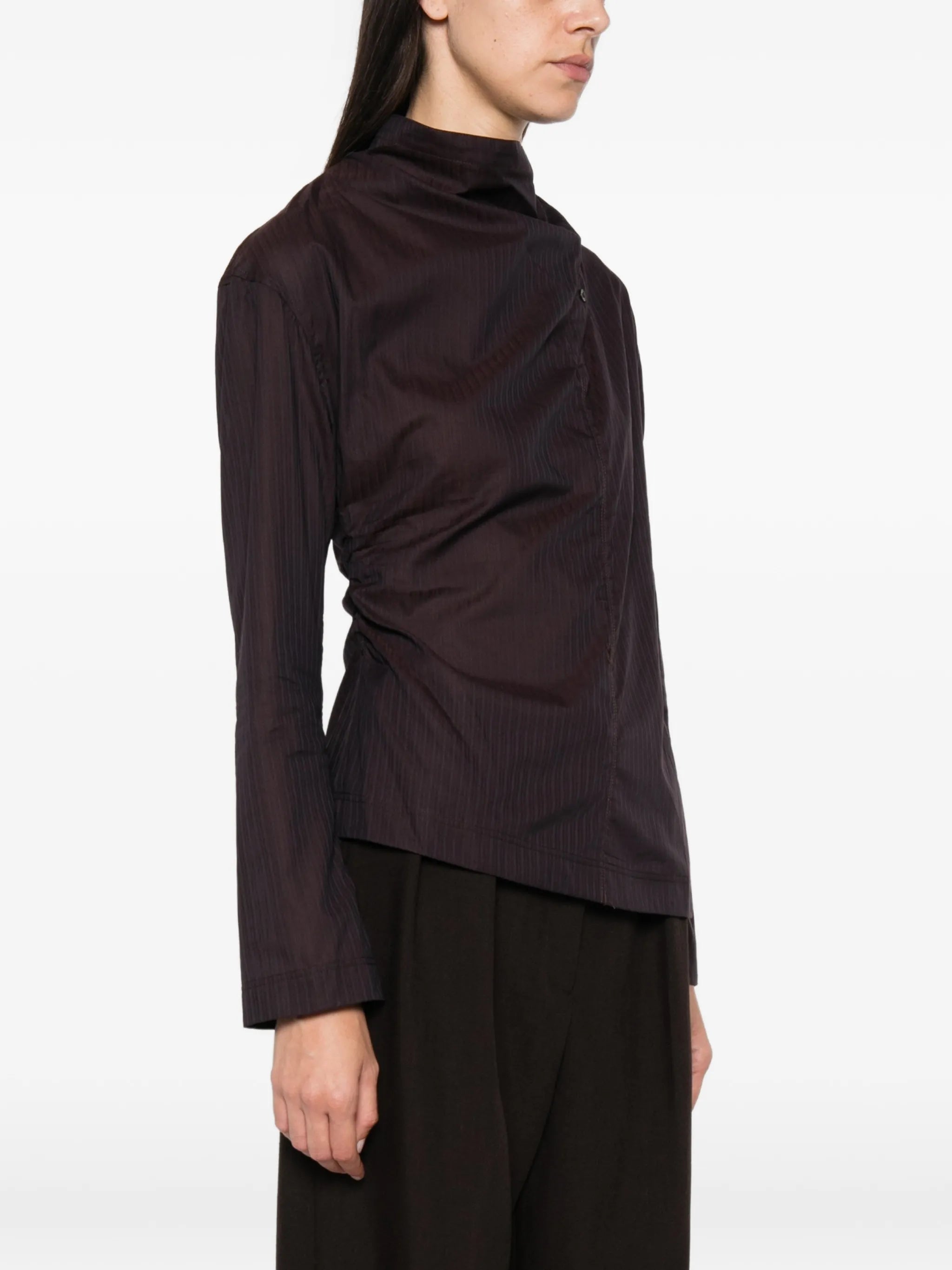 Lana pinstriped high-neck blouse
