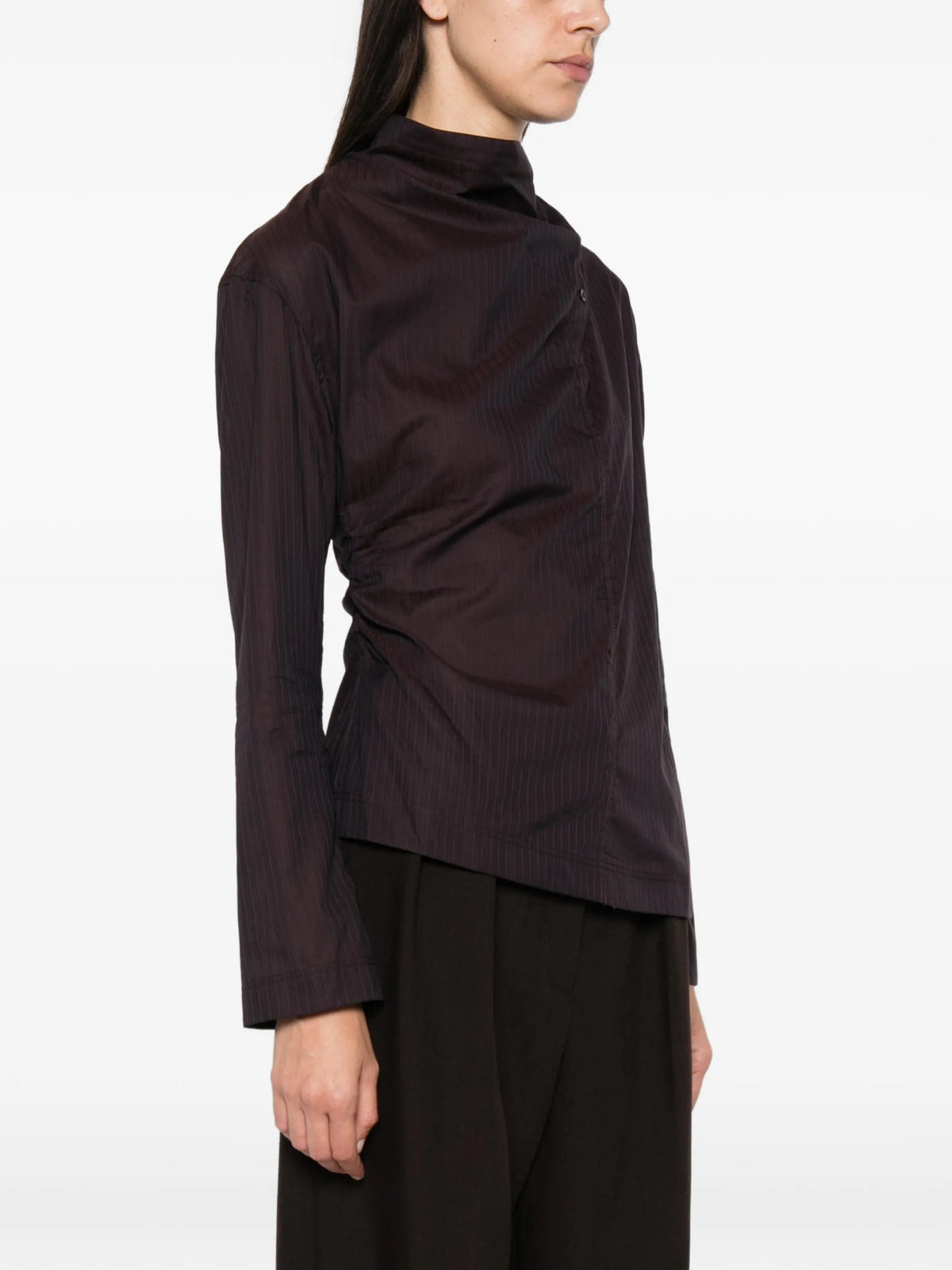 Lana pinstriped high-neck blouse