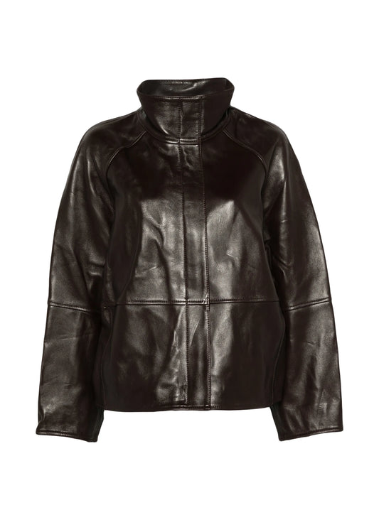 Gamma raglan jacket in glazed leather