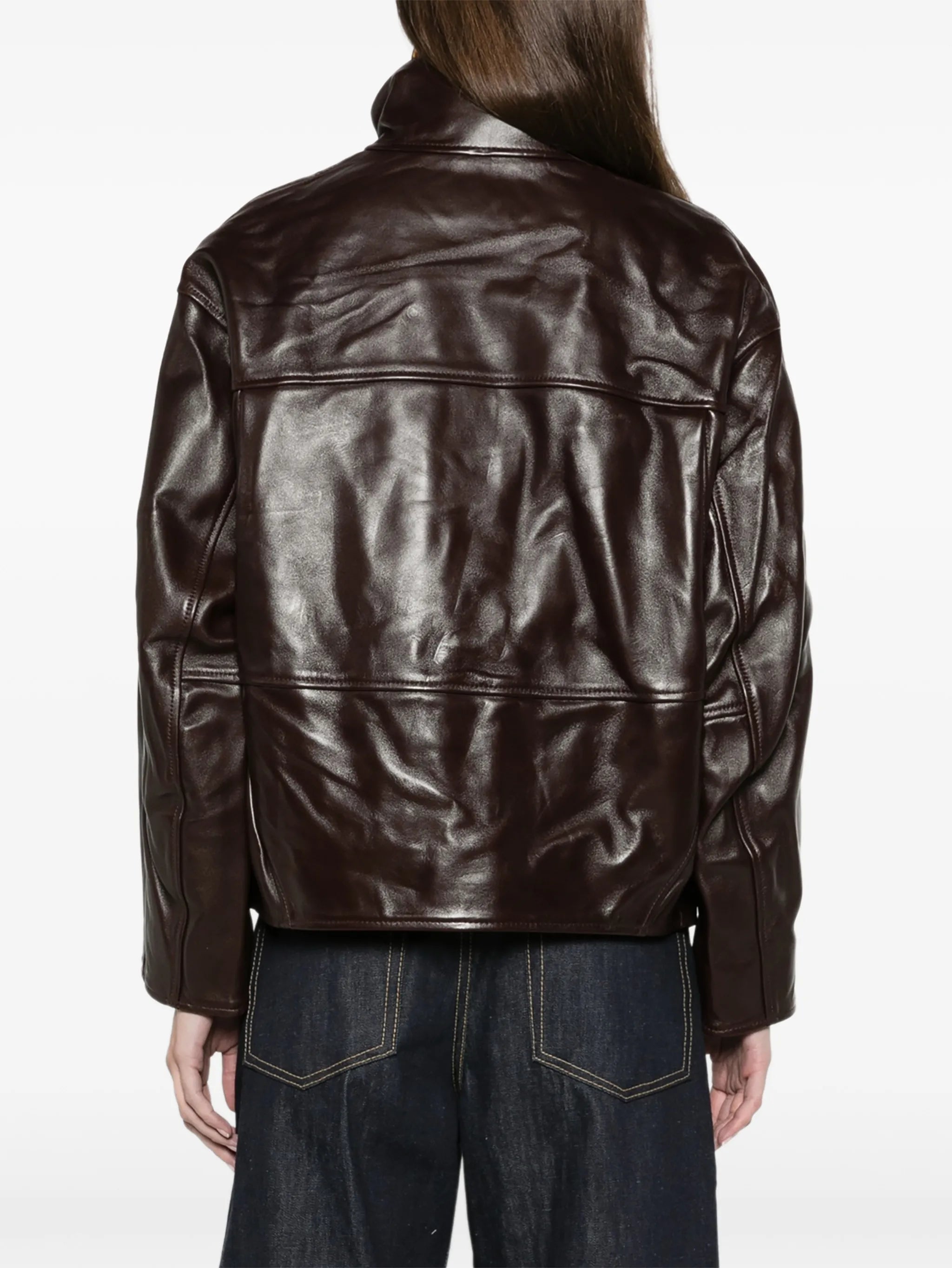Gamma raglan jacket in glazed leather