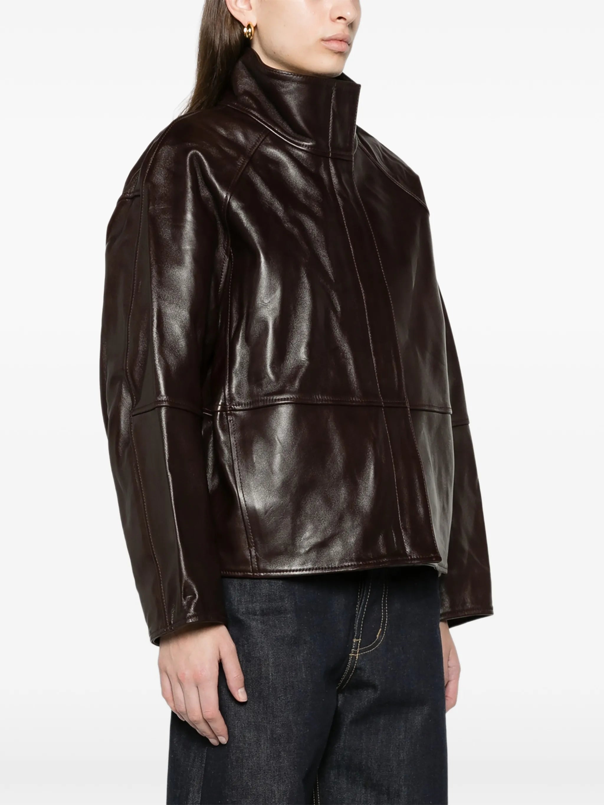 Gamma raglan jacket in glazed leather