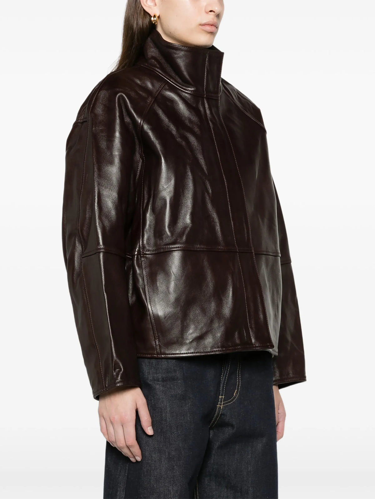 Gamma raglan jacket in glazed leather
