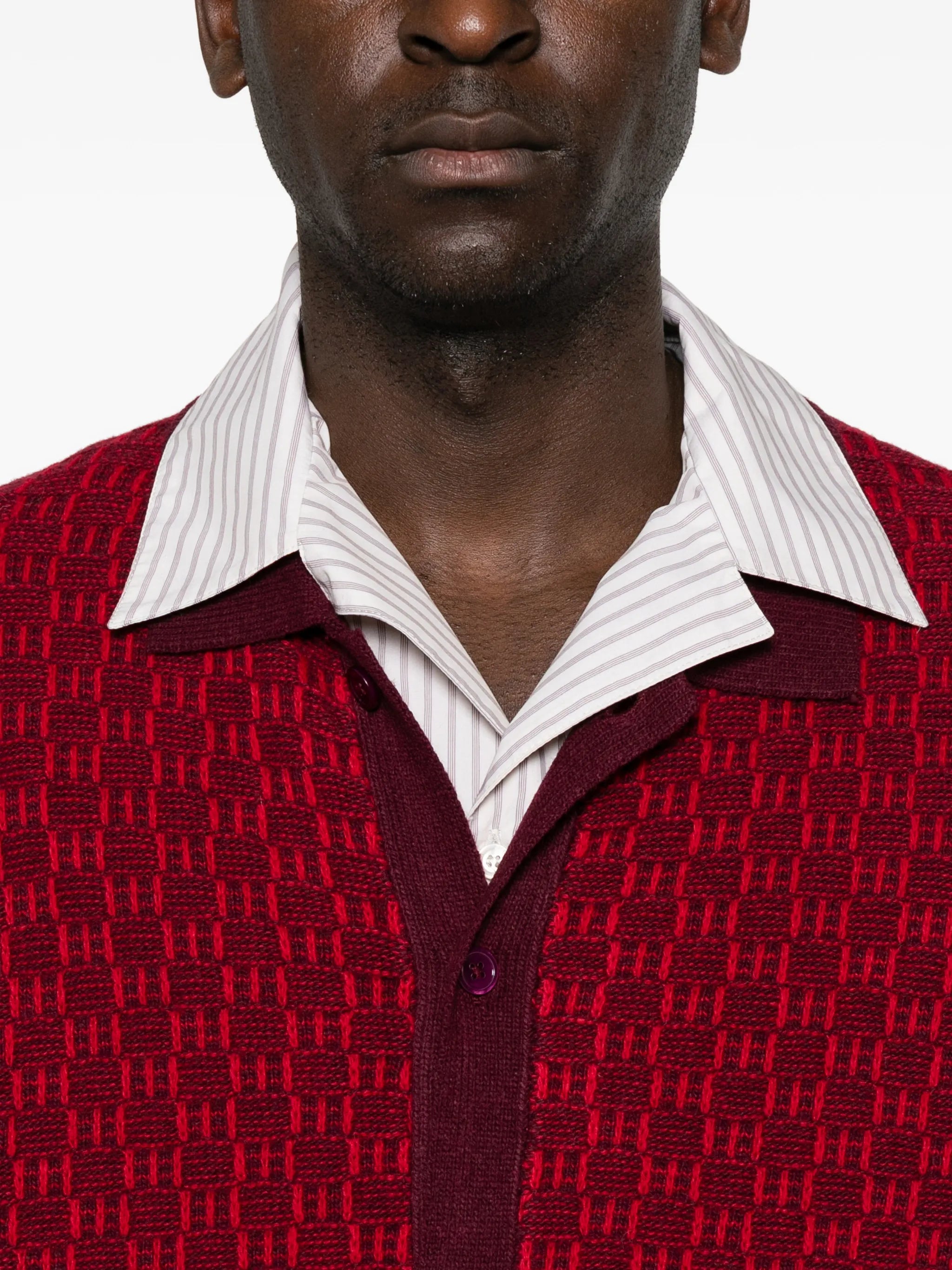 Thor geometric-patterned polo cardigan