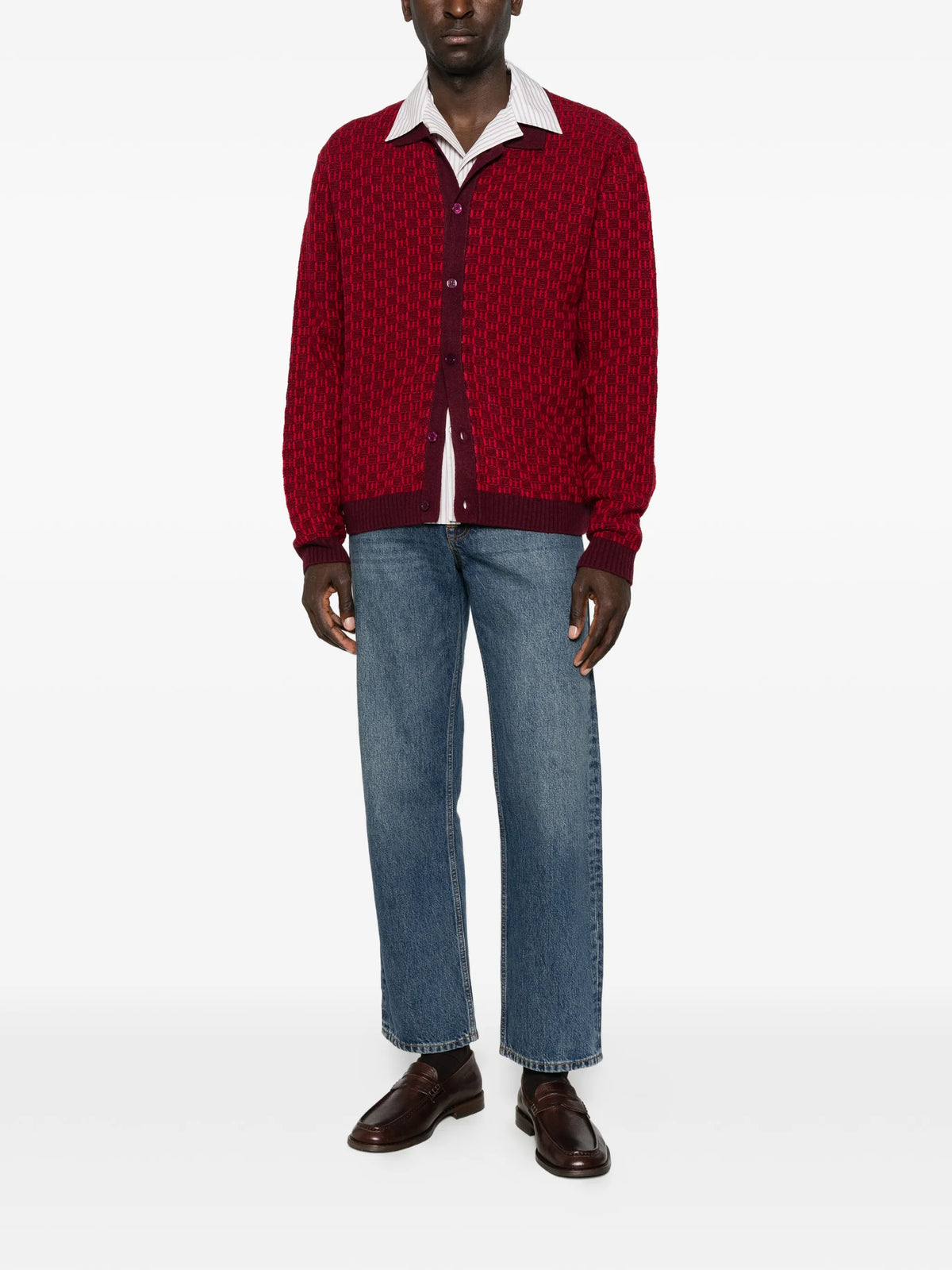 Thor geometric-patterned polo cardigan