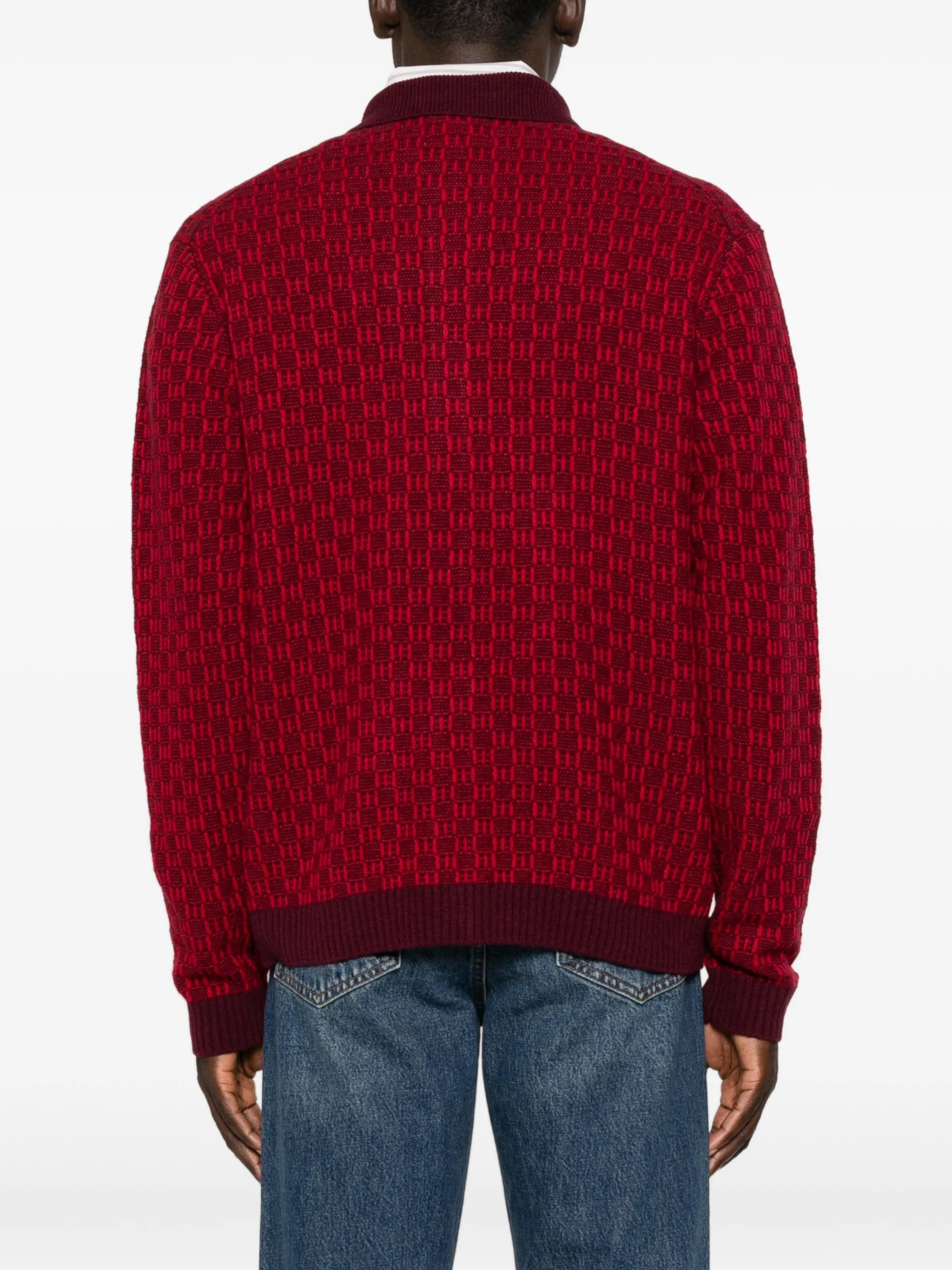 Thor geometric-patterned polo cardigan